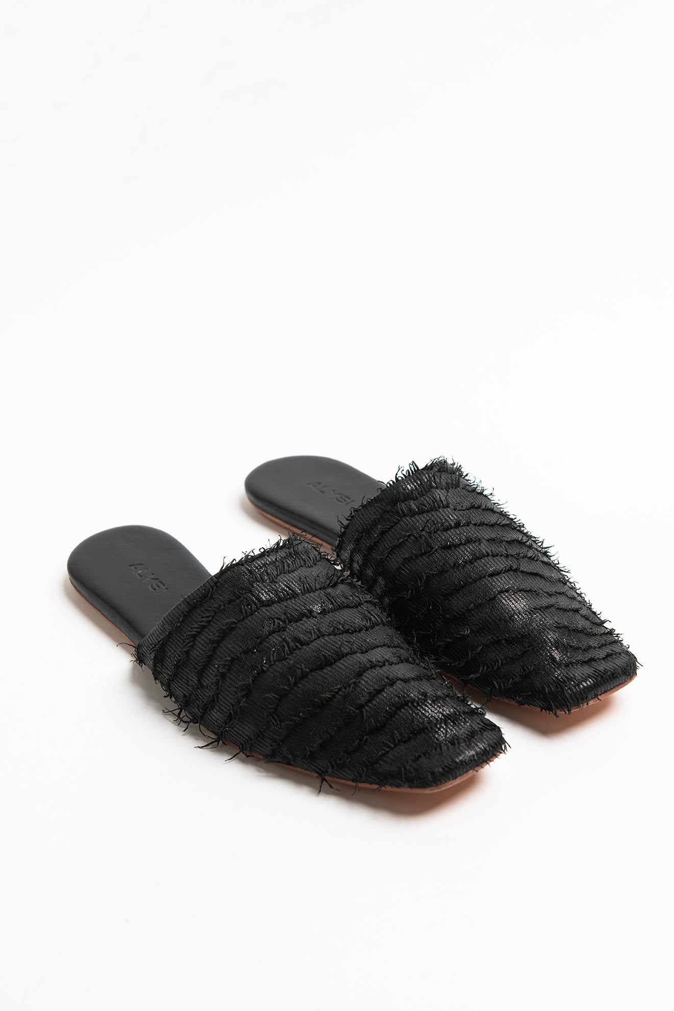 Black FRINGED CLOGS