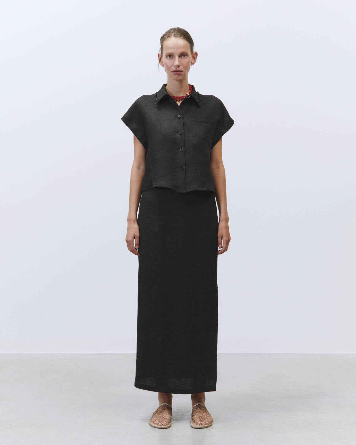 LINONE DELAVE' CROPPED SHIRT Charcoal