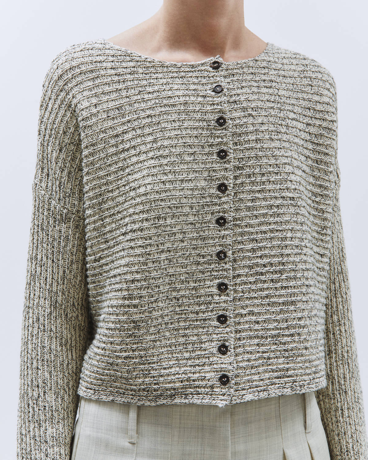 GRAINY KNIT CROPPED CARDIGAN