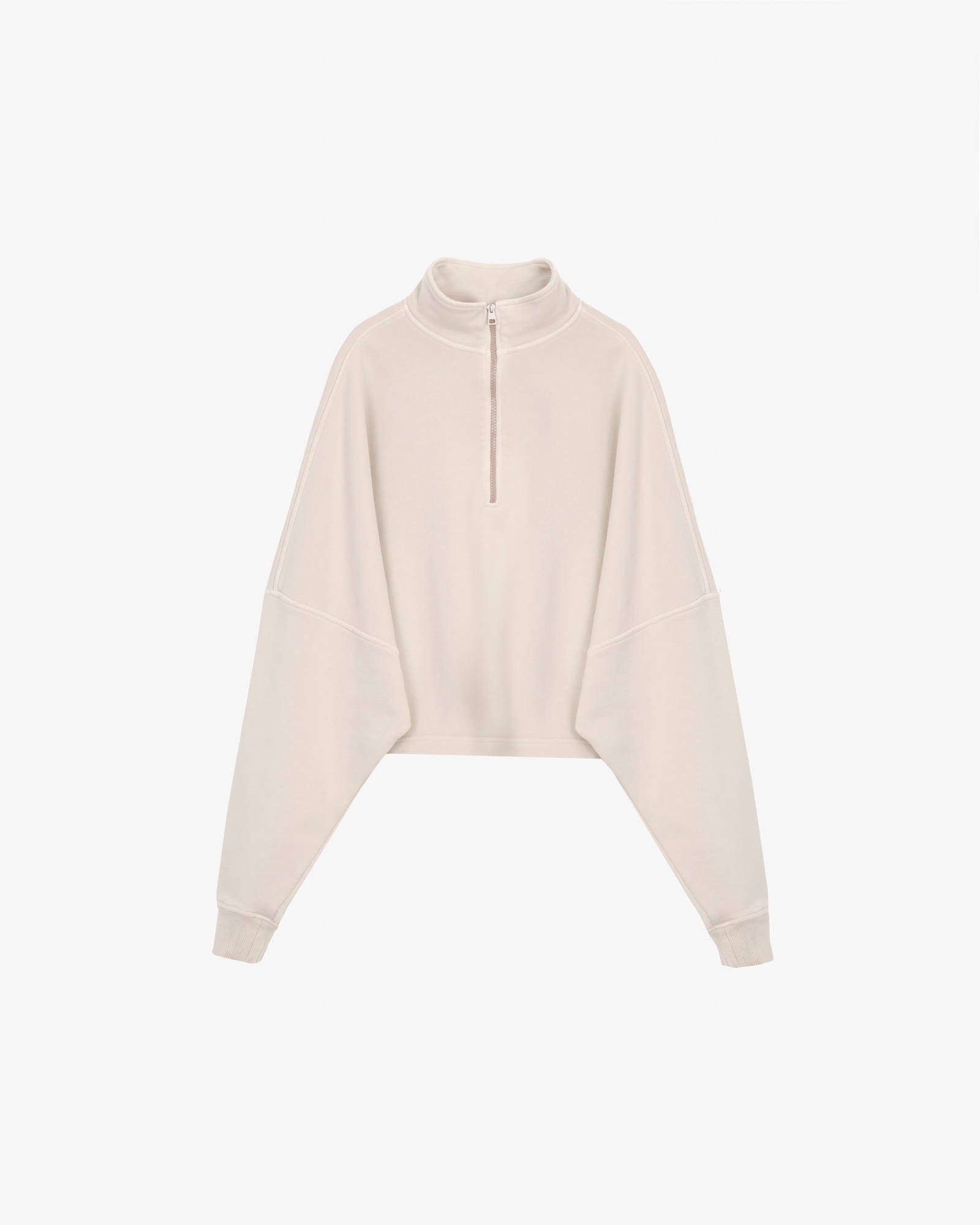 CROPPED SWEATSHIRT WITH EMBROIDERY Sand