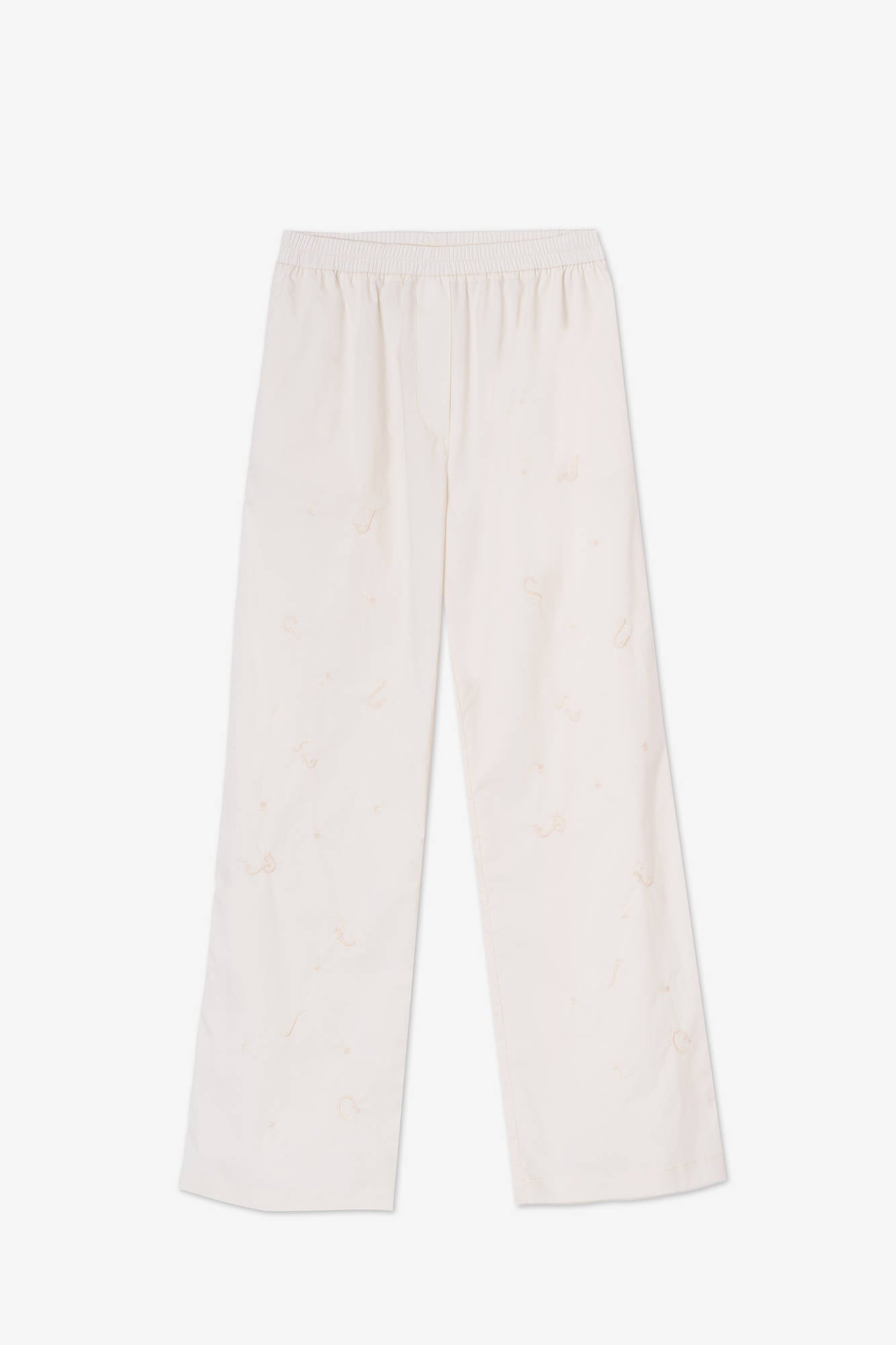 POPLIN TROUSERS WITH CURIOSITY EMBROIDERY