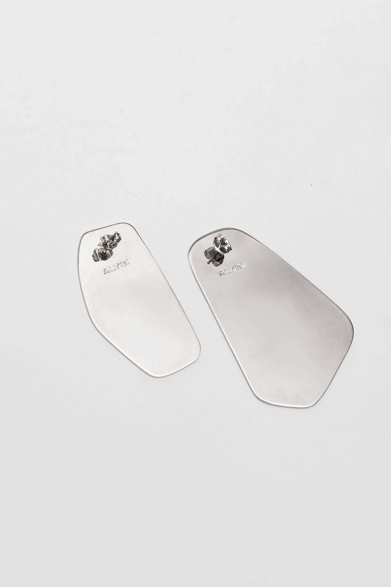 IRREGULAR EARRINGS MIRROR PLATES SILVER