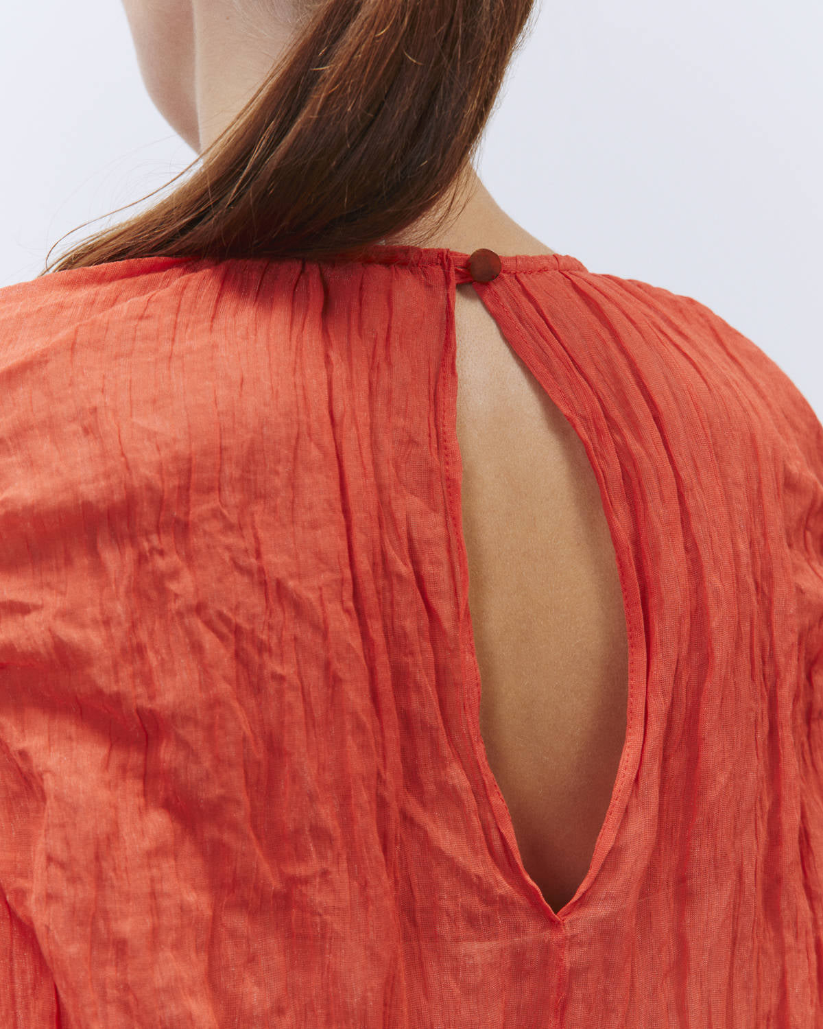 METALLIC GAUZE LOUNGETTE DRESS Coral