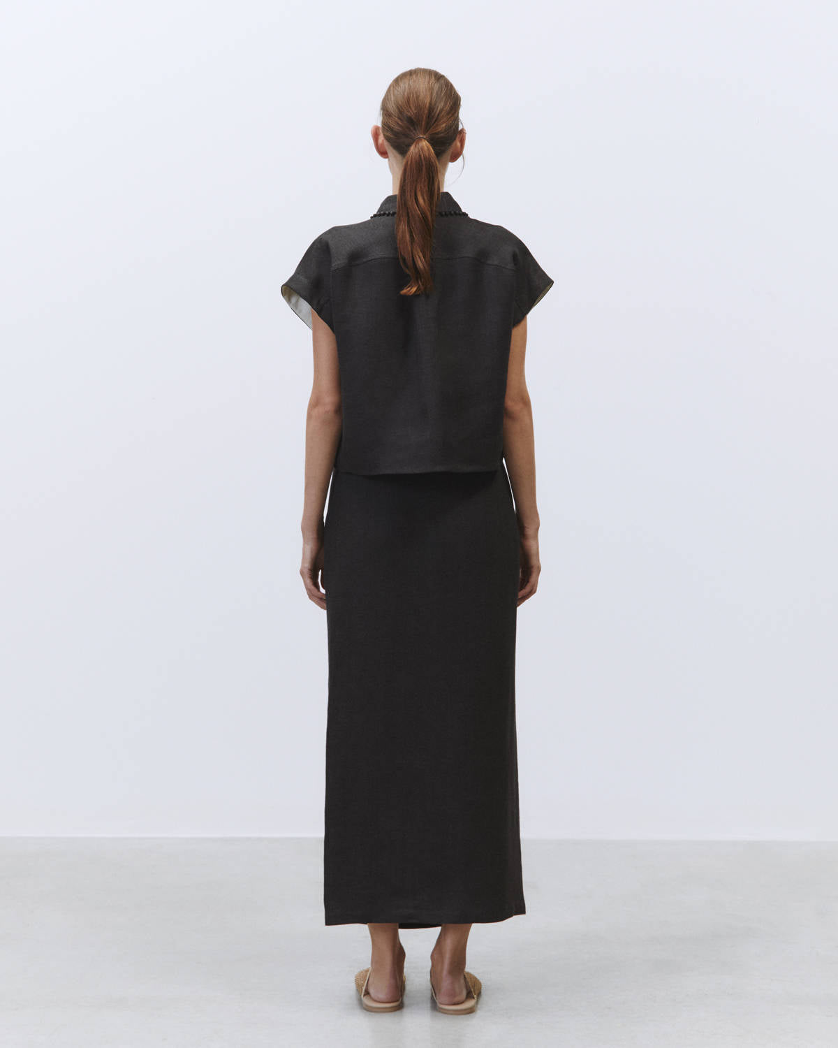 LINONE DELAVE' CROPPED SHIRT Charcoal