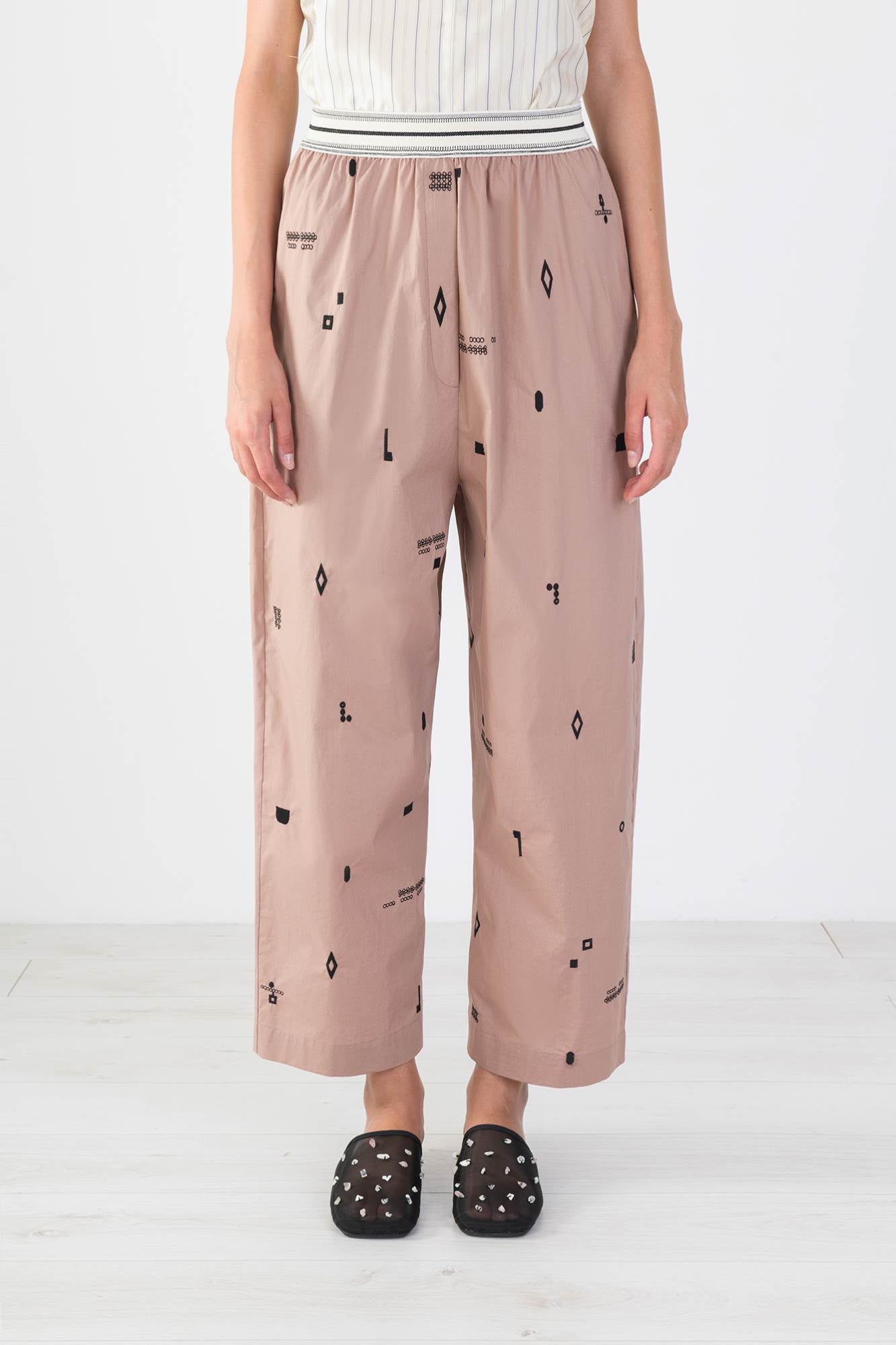 embroidered poplin chino trousers