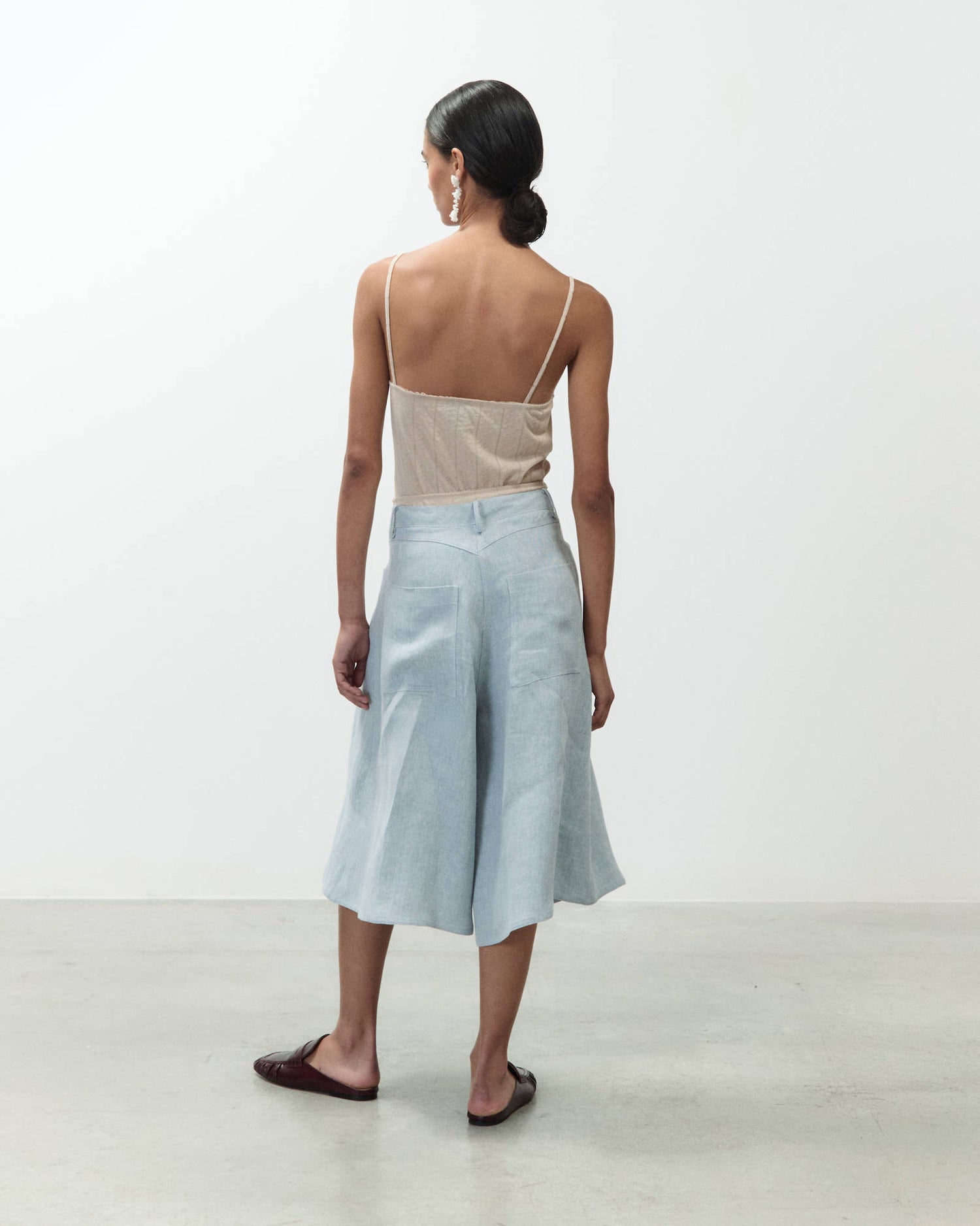 LONG LINEN BERMUDA SHORTS