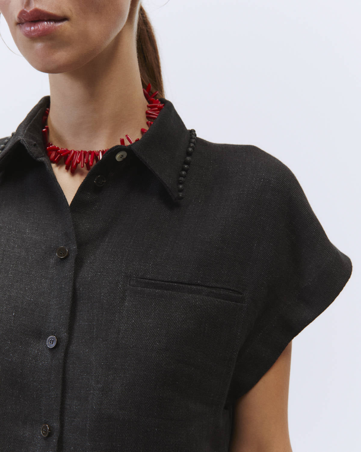 LINONE DELAVE' CROPPED SHIRT Charcoal