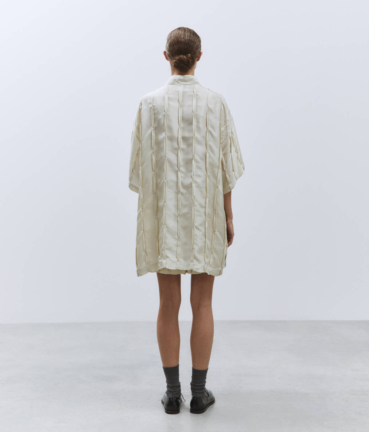 EMBROIDERED SILK OVER SHIRT Rice