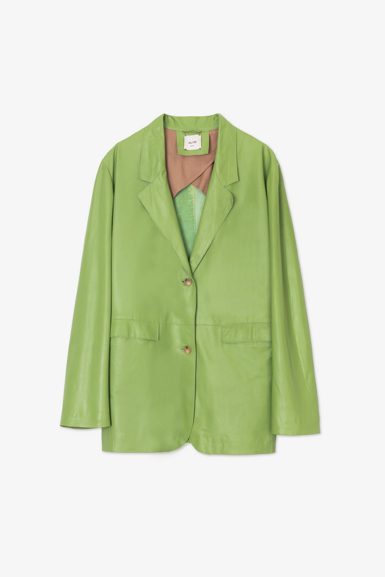 BLAZER IN PELLE MATCHA