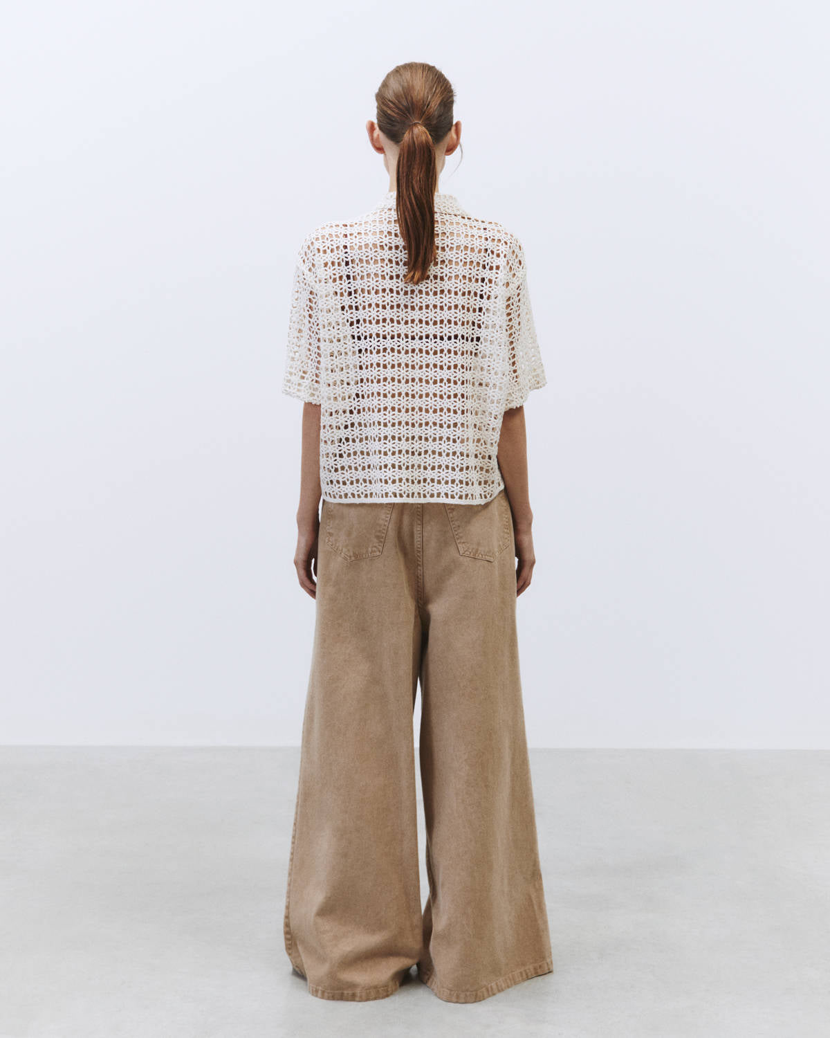 MACRAME SHIRT SHORT SLEEVE MERINGUE