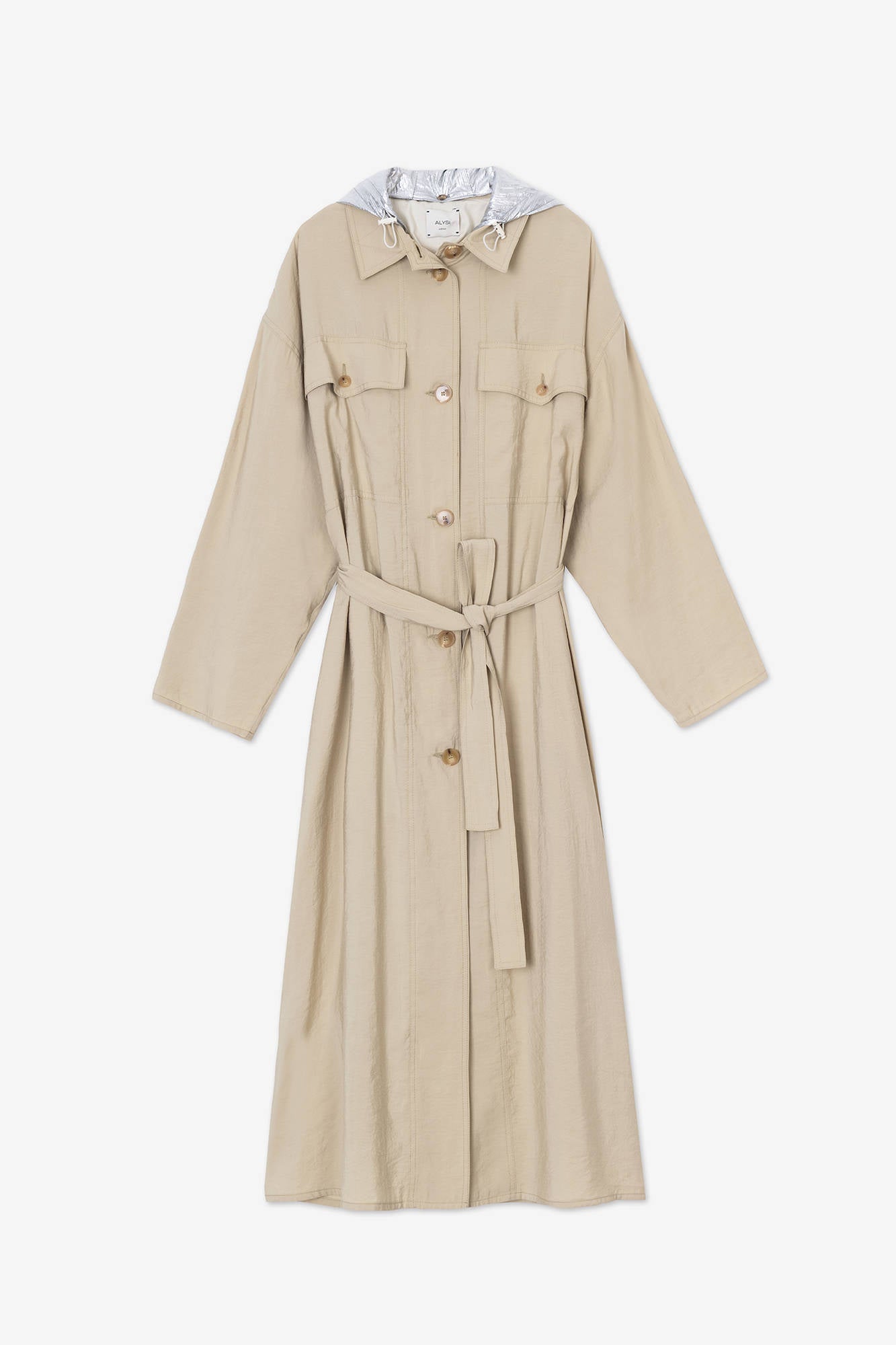 FLUID TRENCH WITH HOOD SILVER Sand