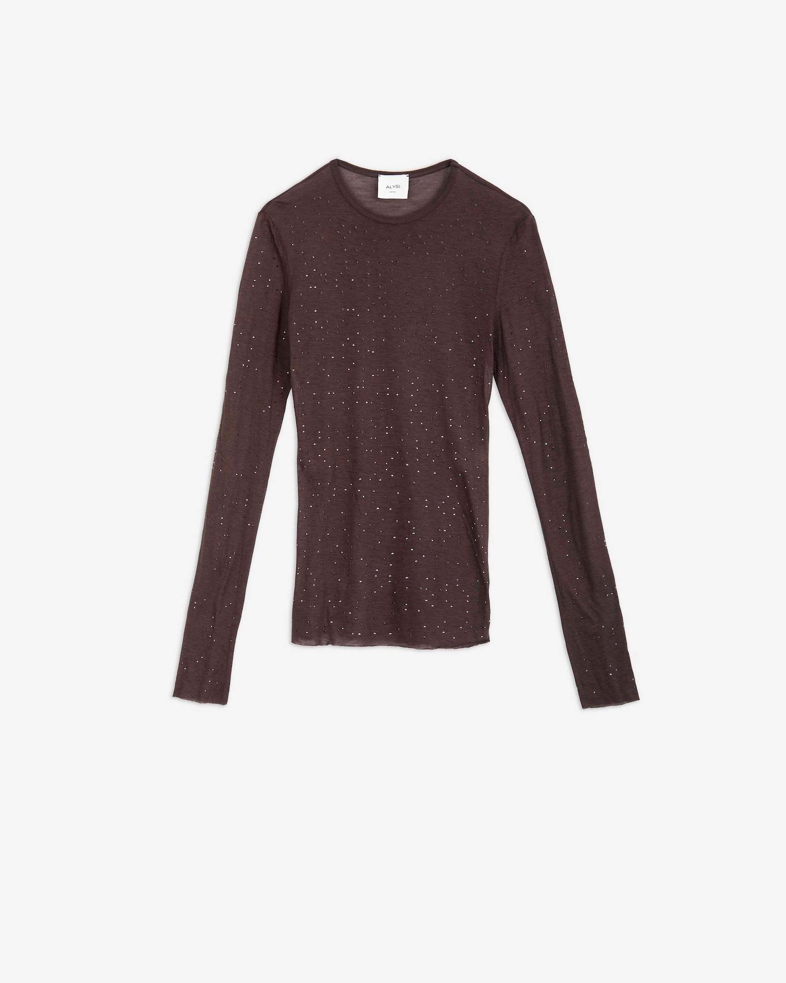 JERSEY SWEATER WITH RHINESTONE APPLICATIONS