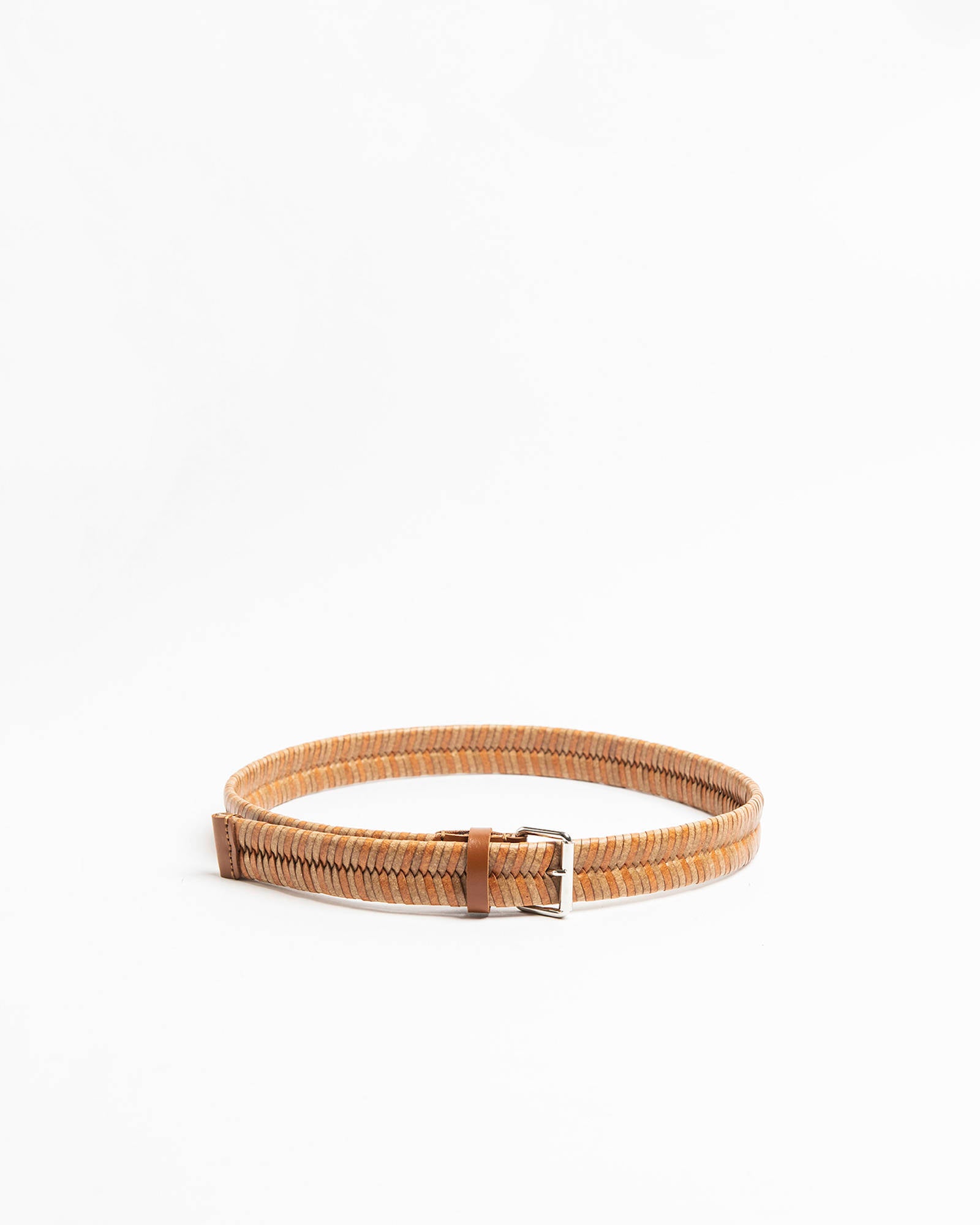 BRAIDED REGENERATED LEATHER BELT Cereal