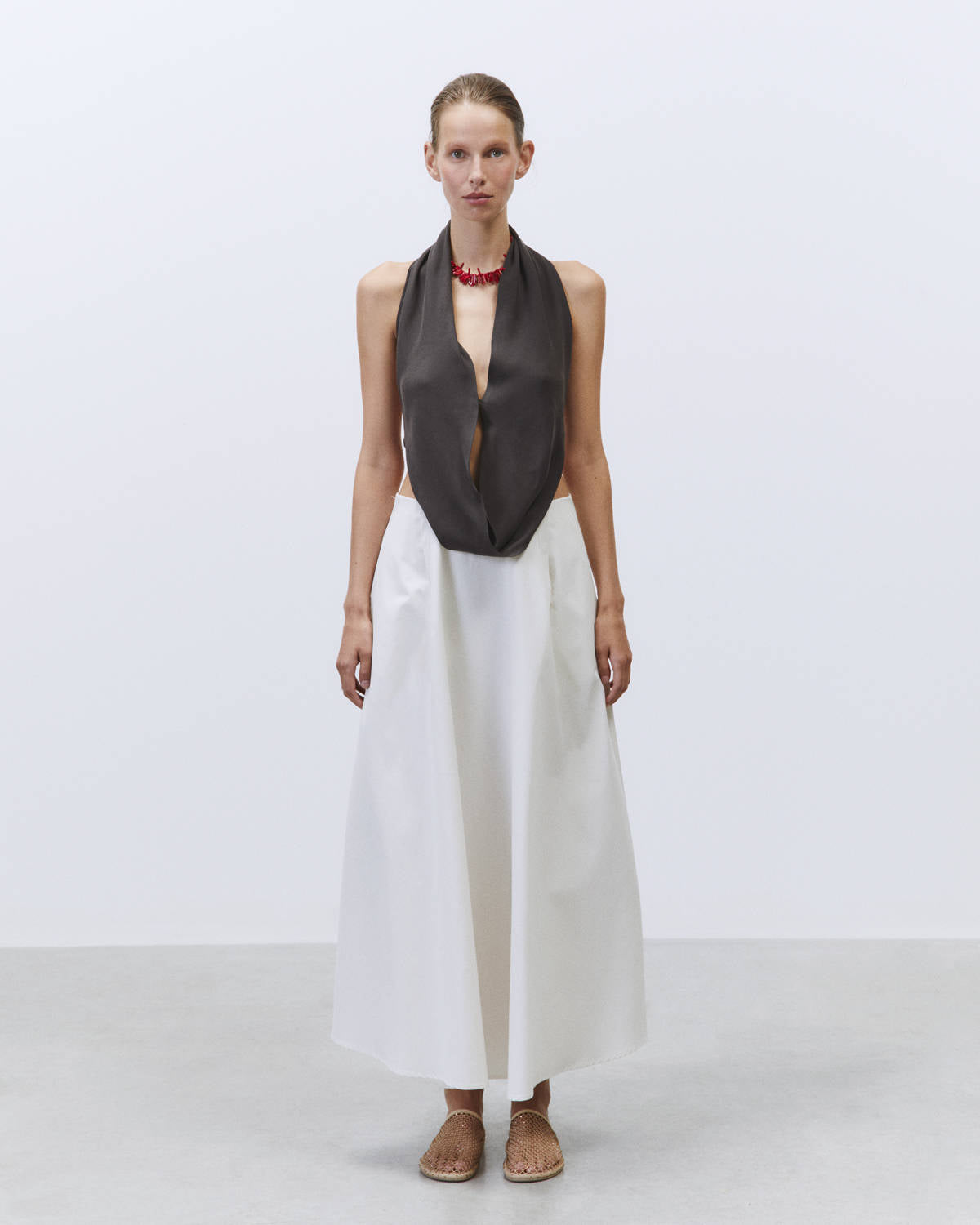 TOP DRAPING TWILL SILK Charcoal