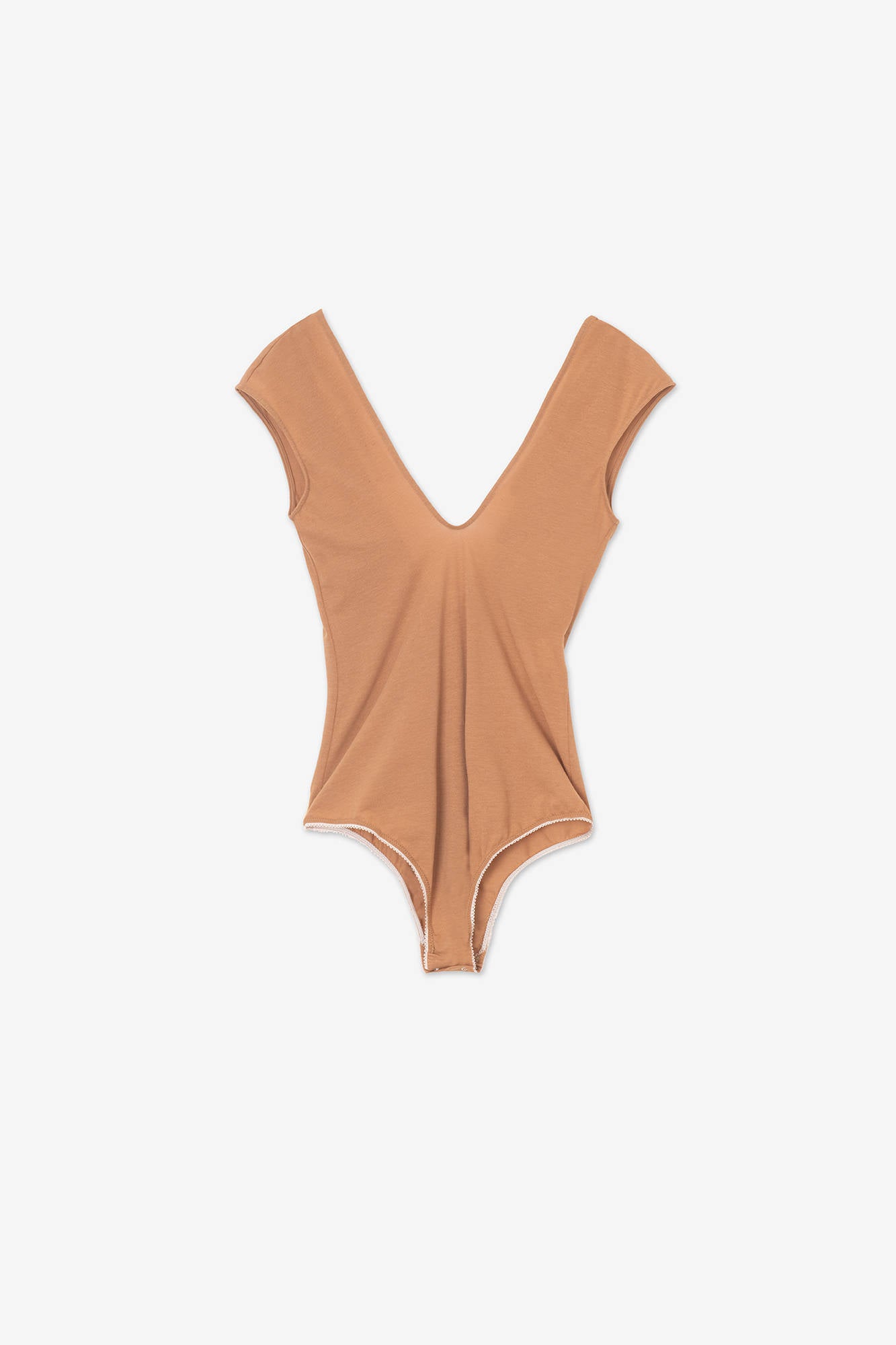 V-NECK BODYSUIT WALNUT