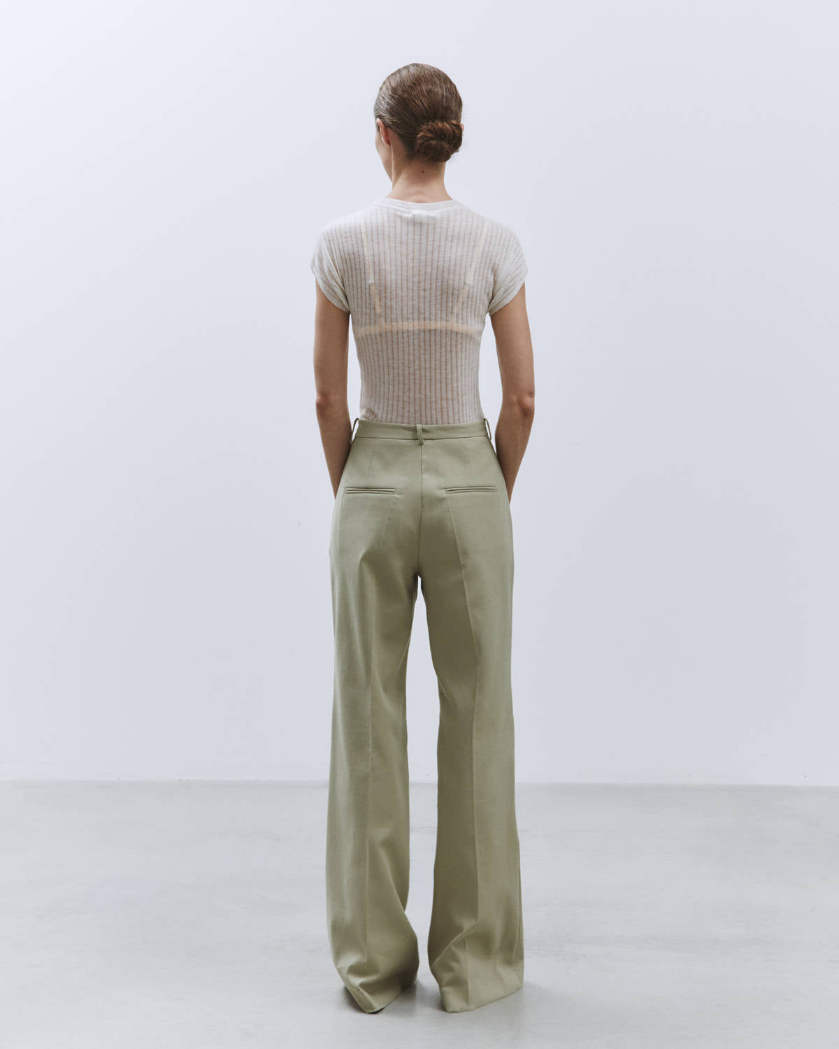 STRETCH FLARED LEG TROUSERS