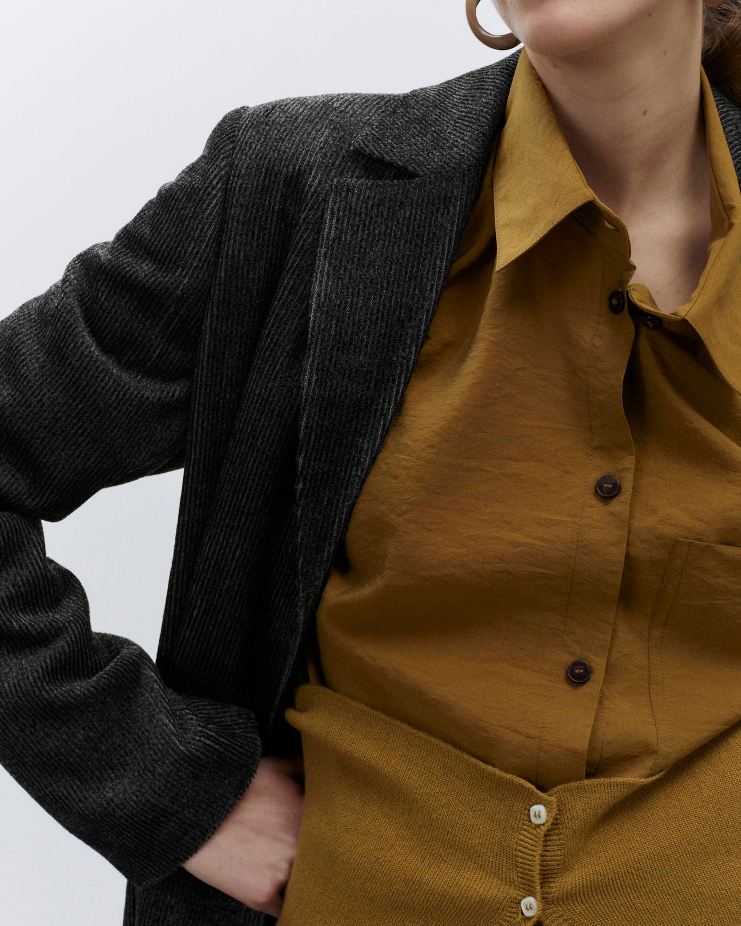 LONG MELANGE VELVET COAT
