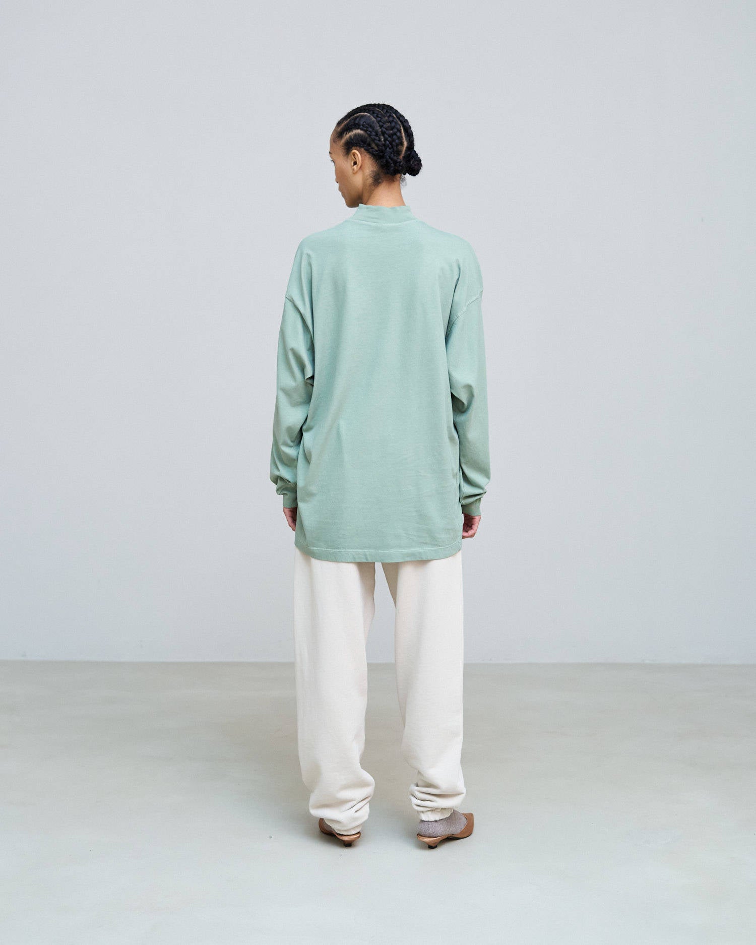 LONG SLEEVE T-SHIRT WITH EMBROIDERY SAGE