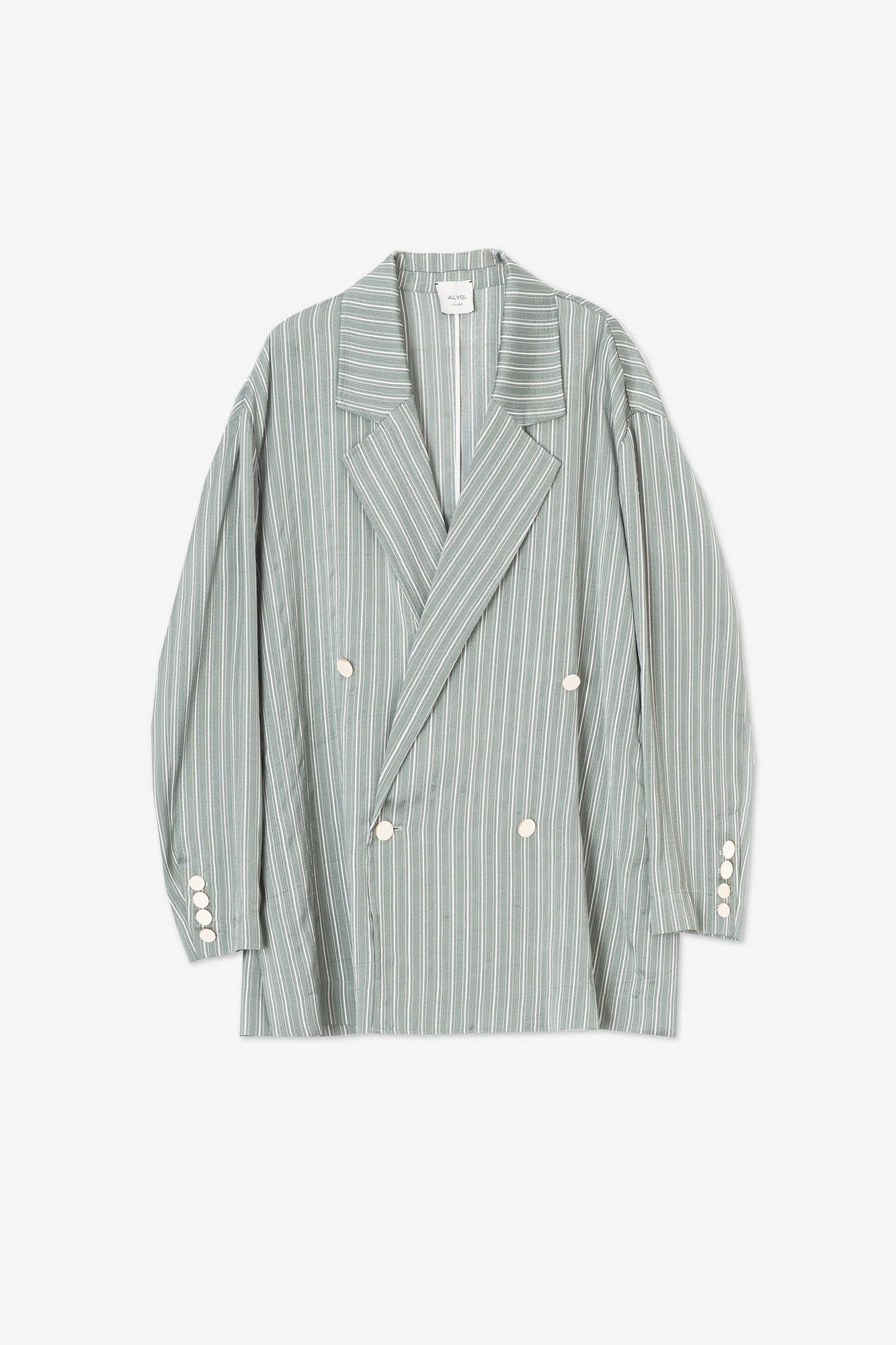 ALVIA SMALL STRIPED SATIN DOUBLE BREASTED BLAZER