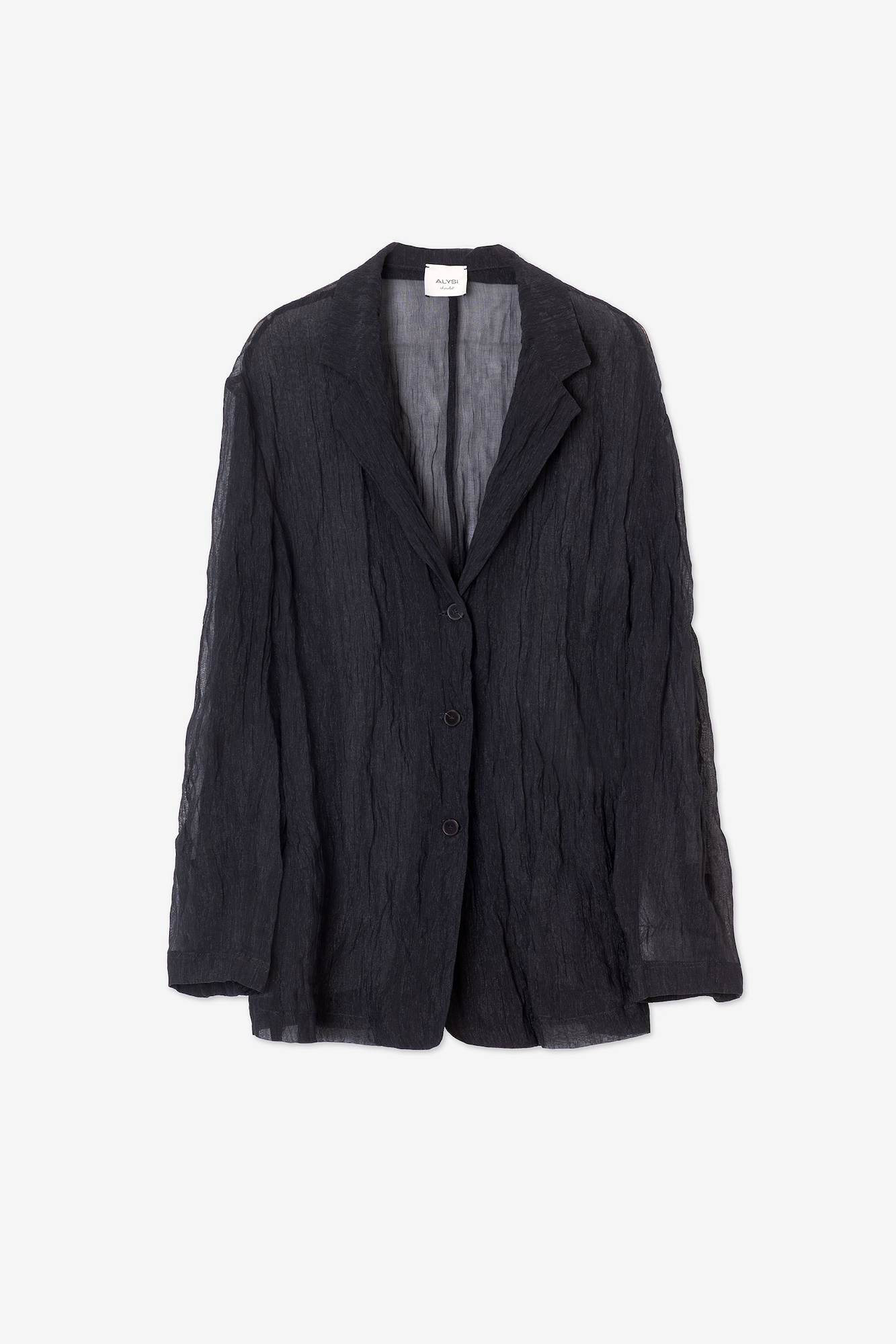 THREE BUTTON BLAZER METAL GAUZE Black