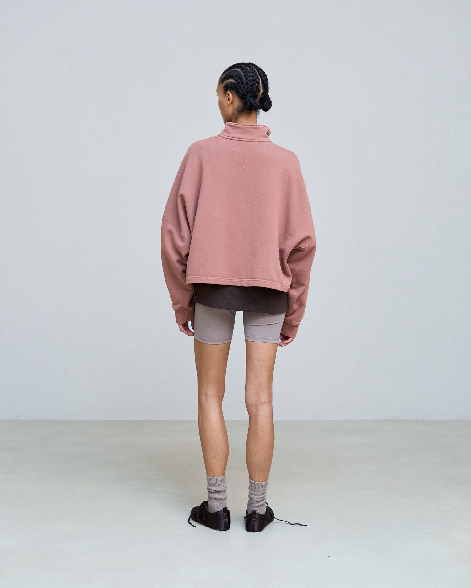 CROPPED SWEATSHIRT WITH EMBROIDERY Blush