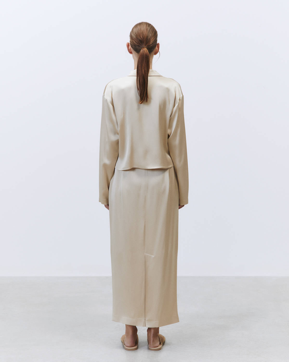 SATIN SHIRT WITH REVERE Cream