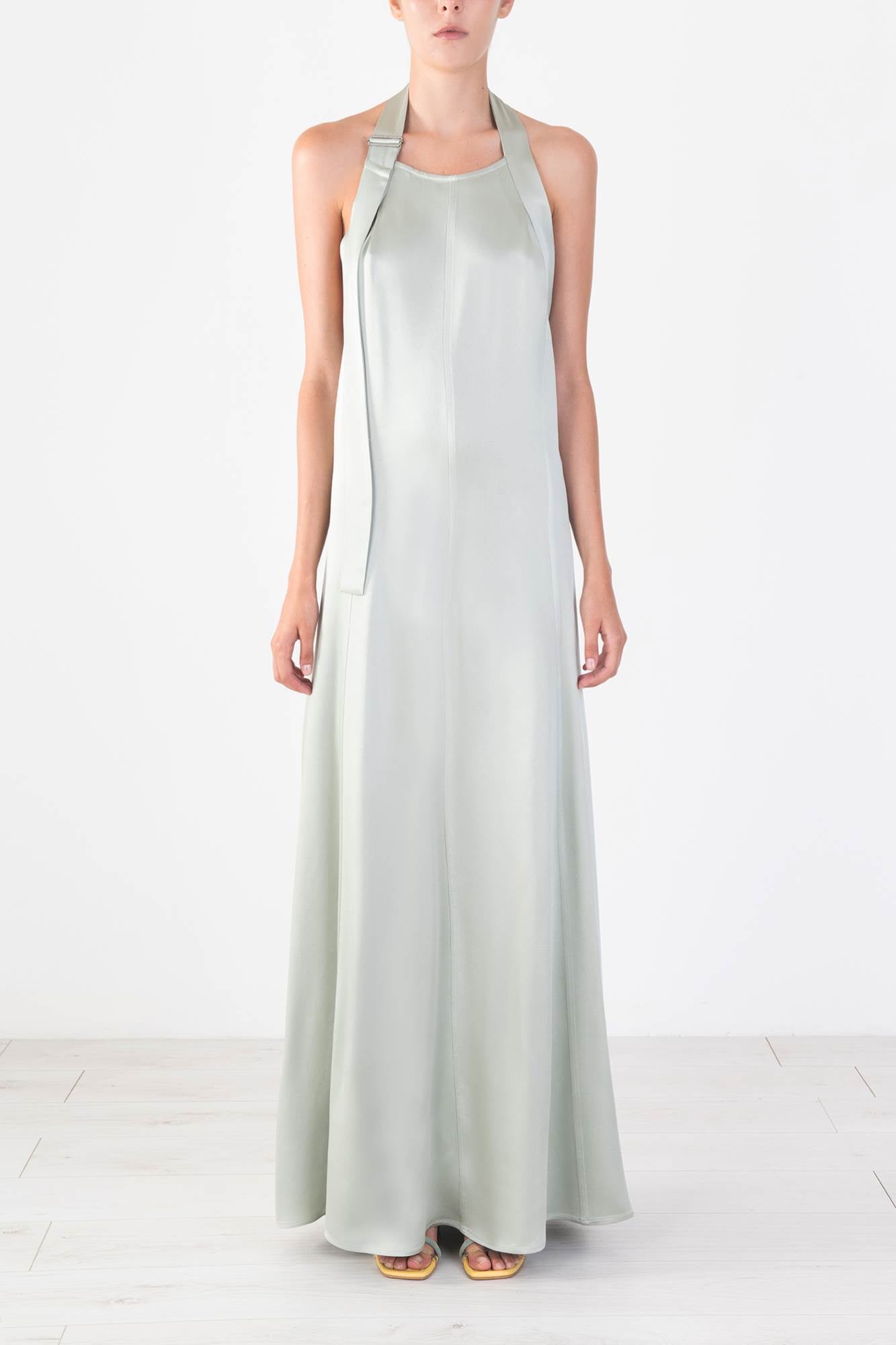 LONG SATIN DRESS WITH UNCOVERED BACK