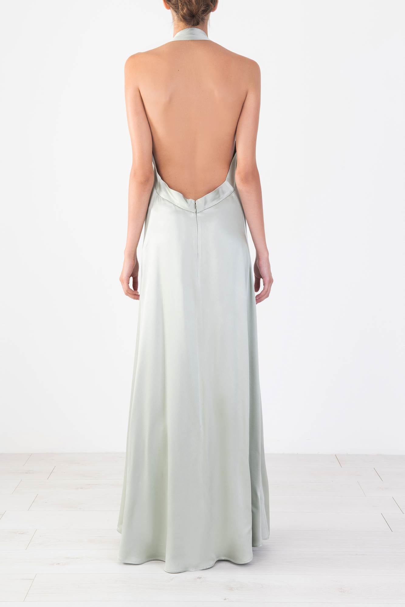 LONG SATIN DRESS WITH UNCOVERED BACK