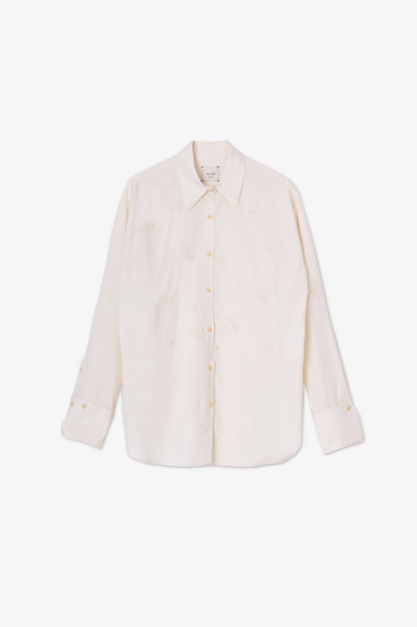 POPLIN SHIRT EMBROIDERY CURIOSITY MERINGUE