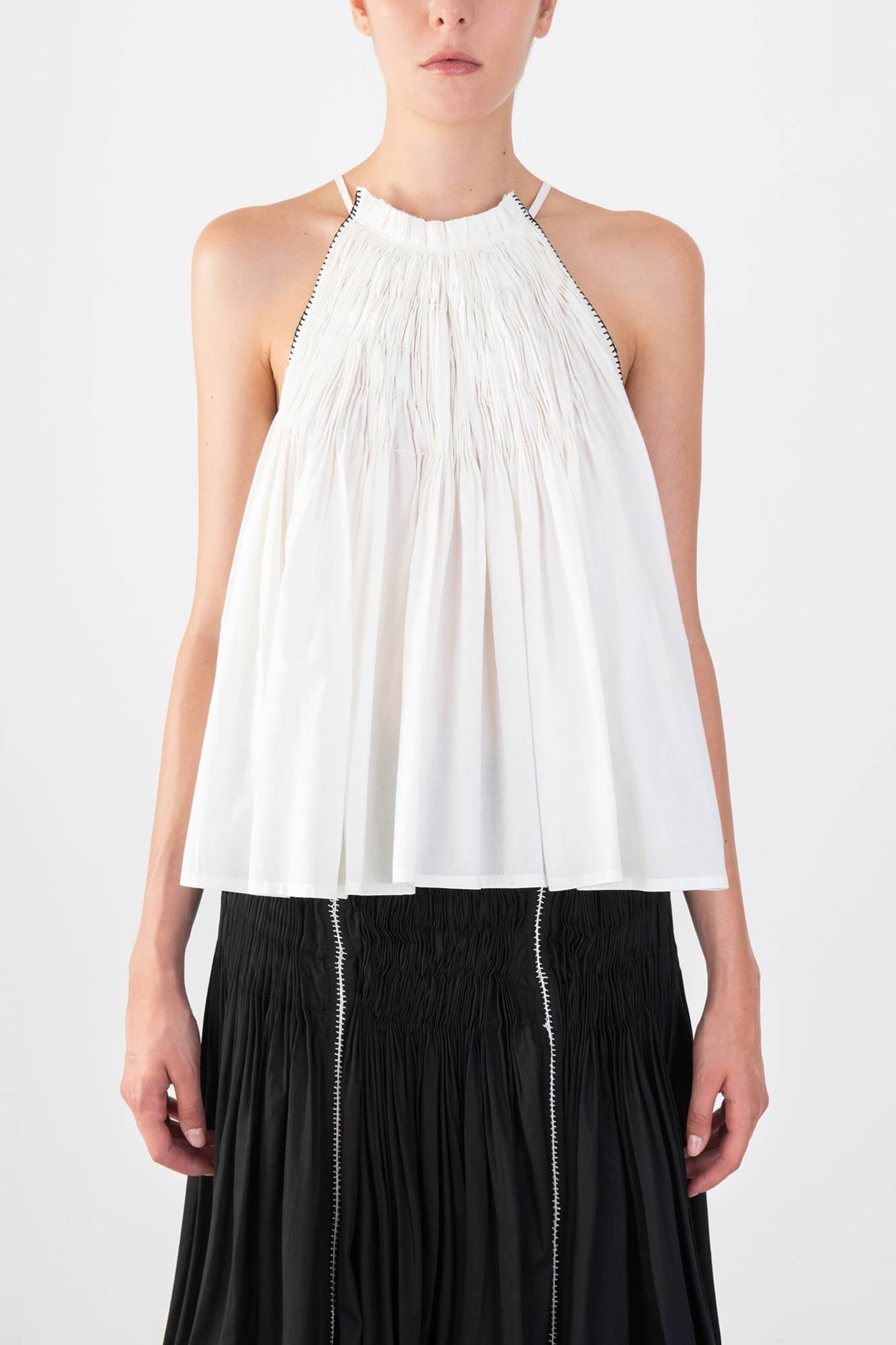 FLARED MICRO-PLEATED TOP