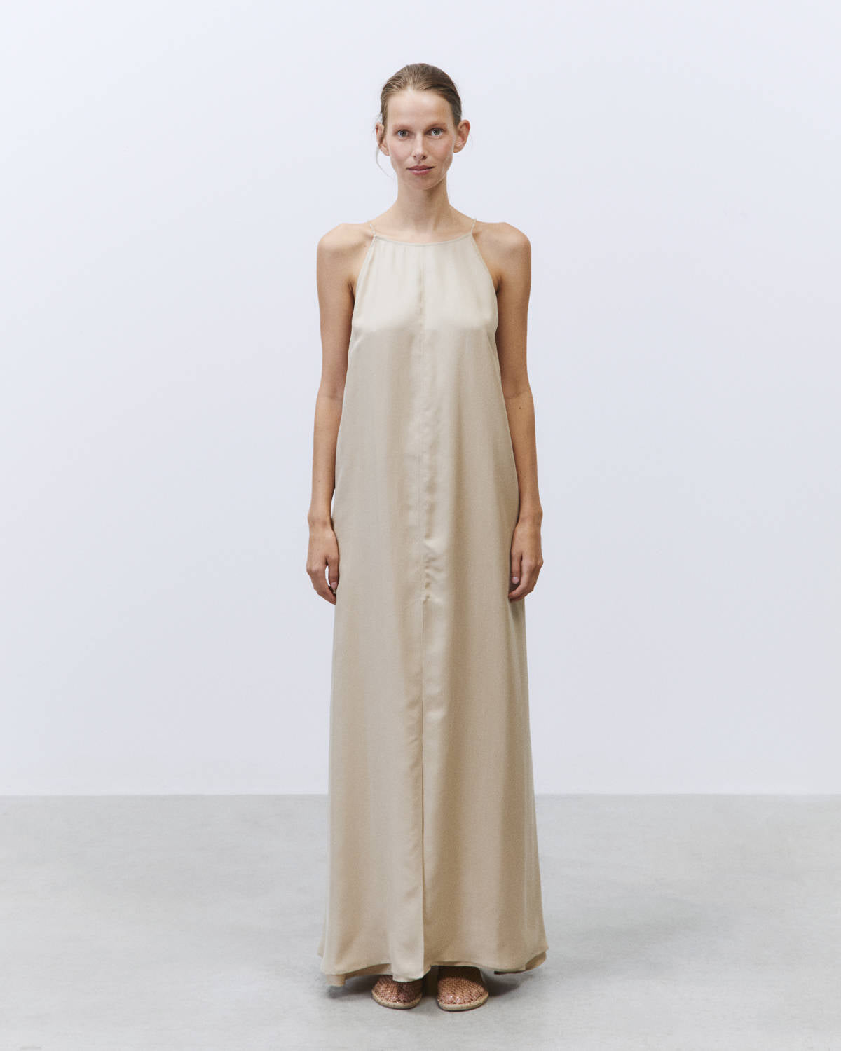 LONG SILK TWILL DRESS