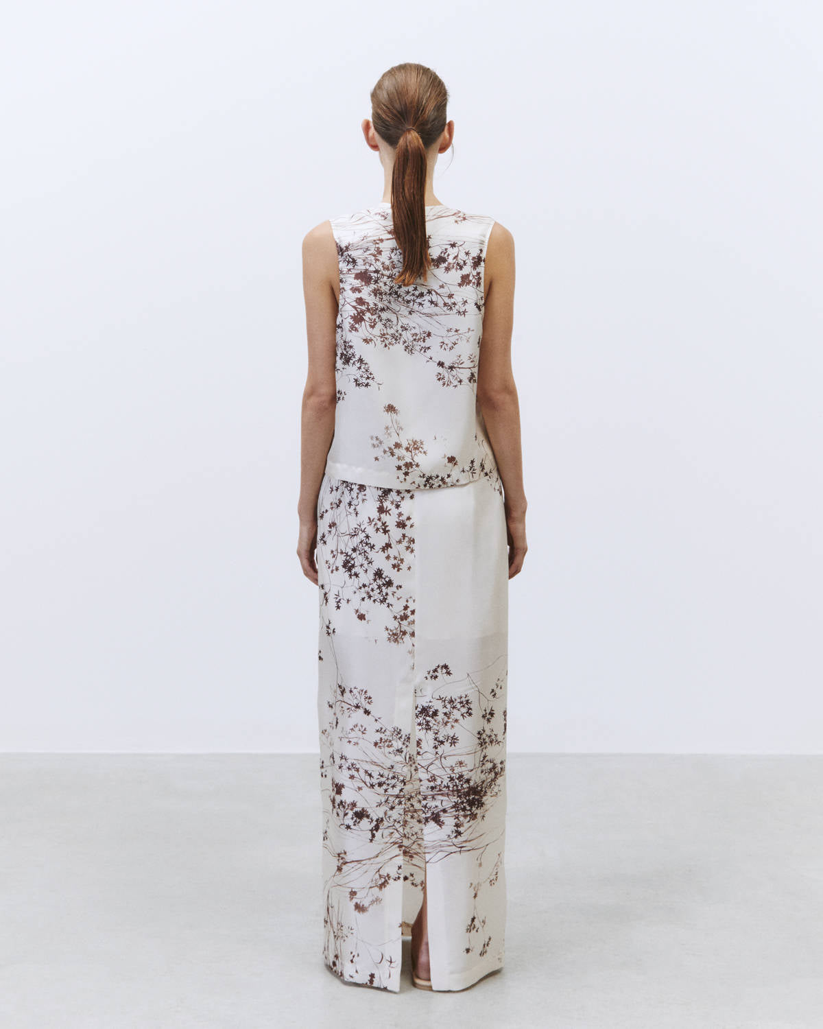 PRINTED SILK VEST BLOUSE Milk