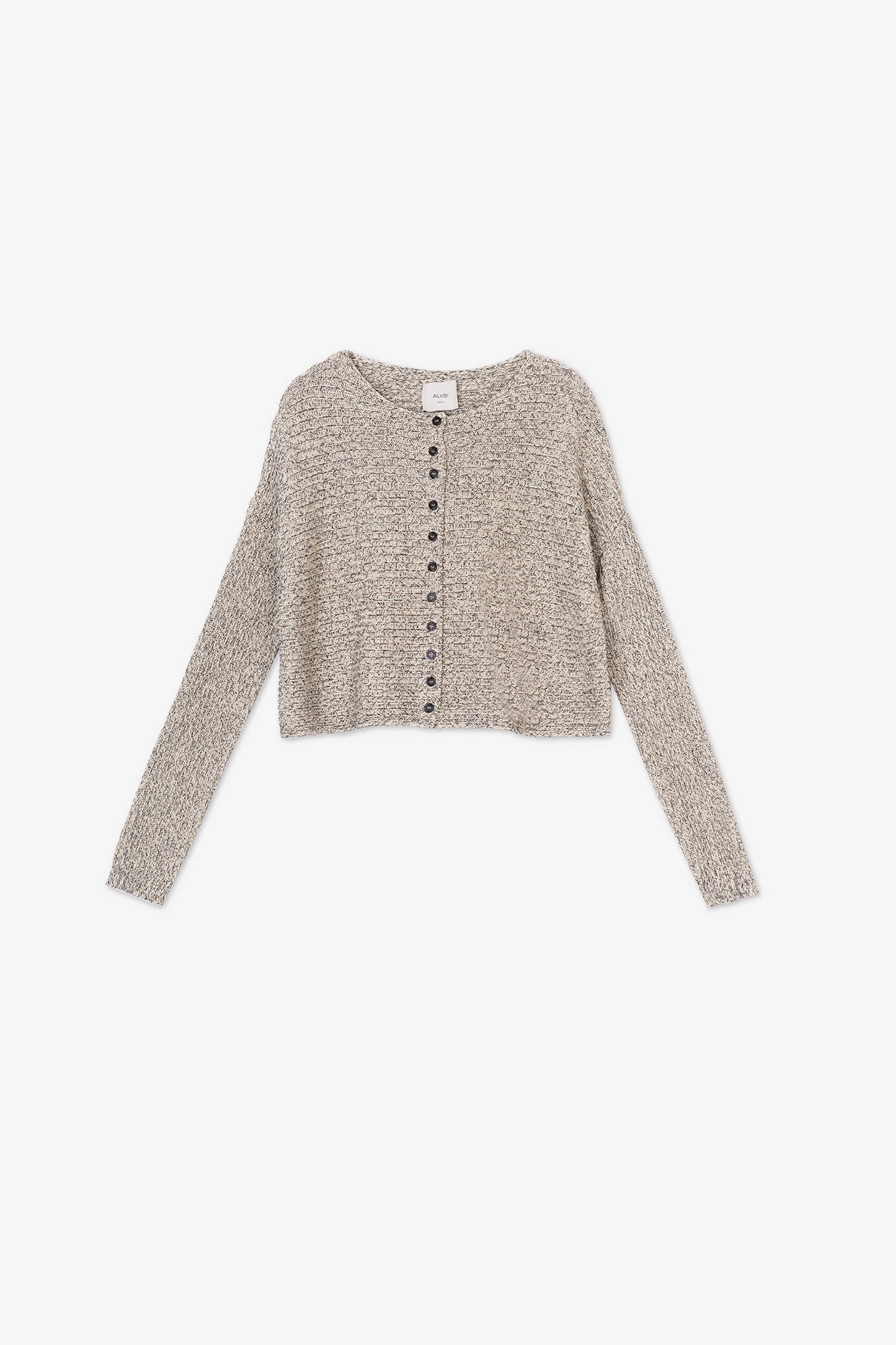 GRAINY KNIT CROPPED CARDIGAN