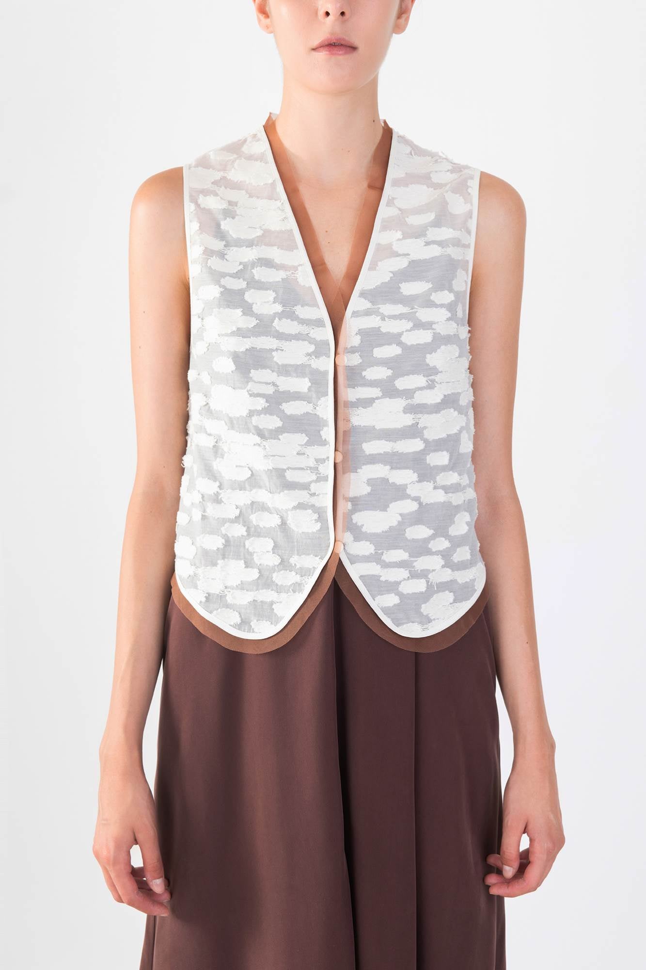Fil coupé waistcoat with contrasting piping detail