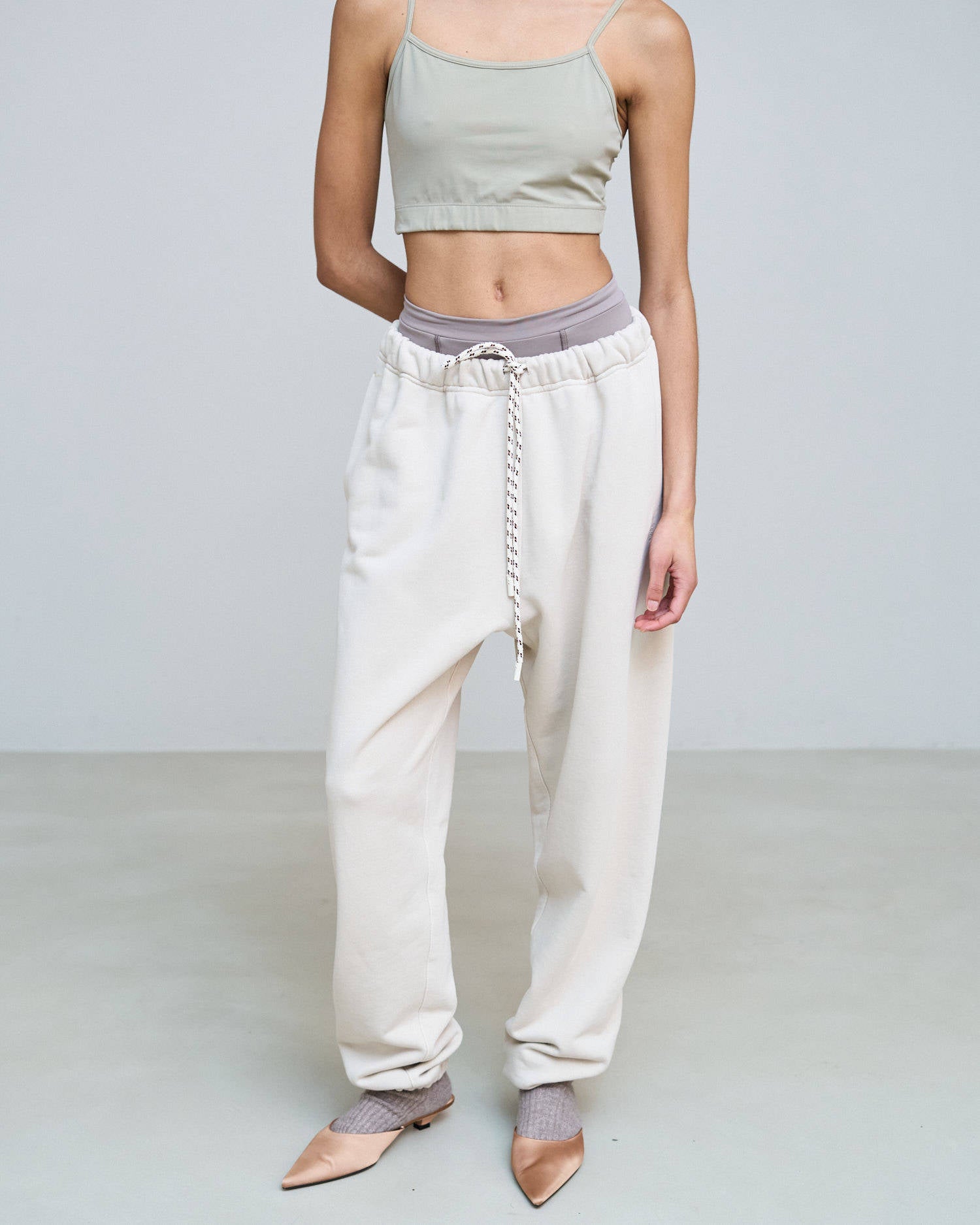JOGGERS IN SWEATSHIRT WITH EMBROIDERY Sand
