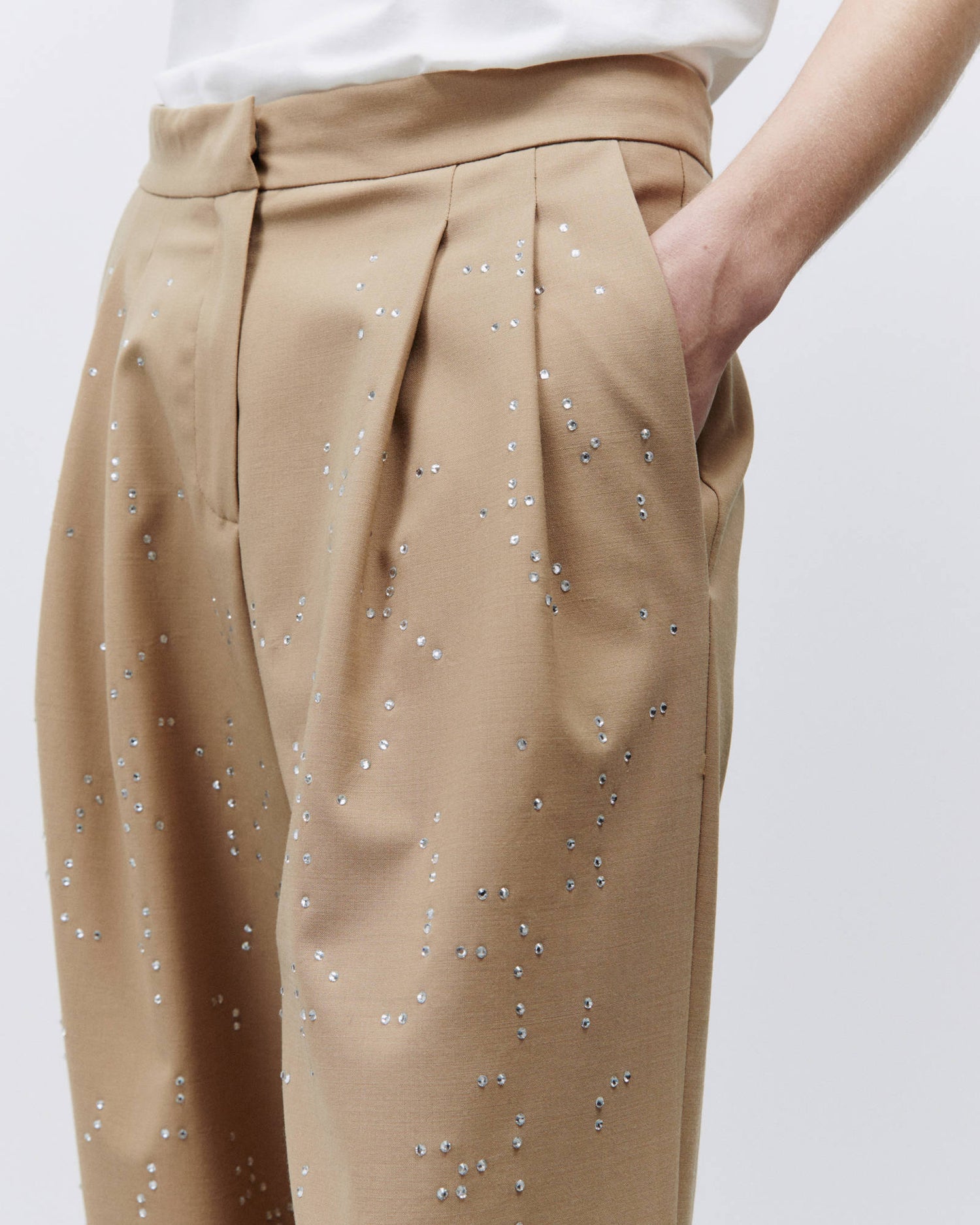 WIDE LEG PANTS WITH RHINESTONE