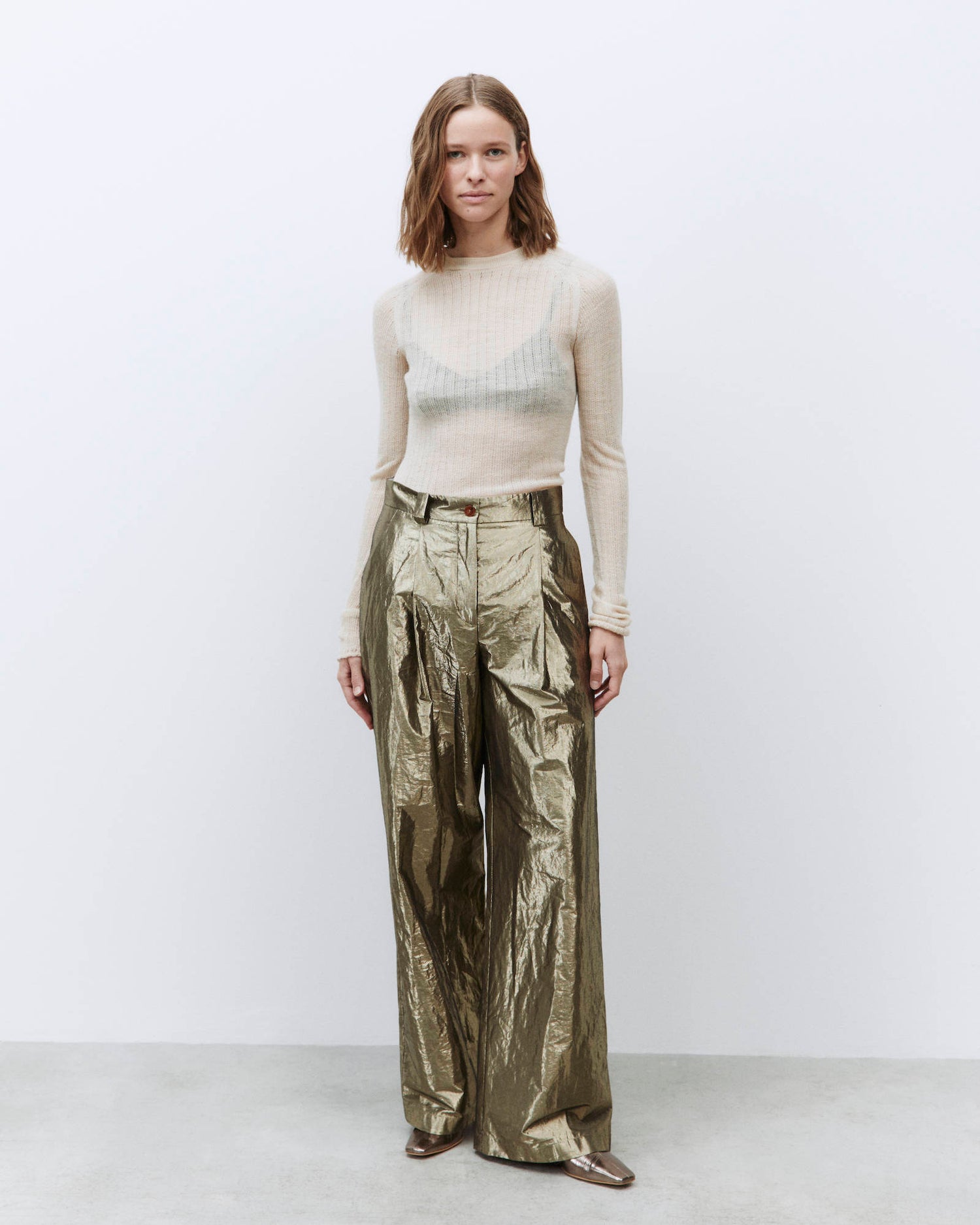 WIDE LEG SHINY PANTS