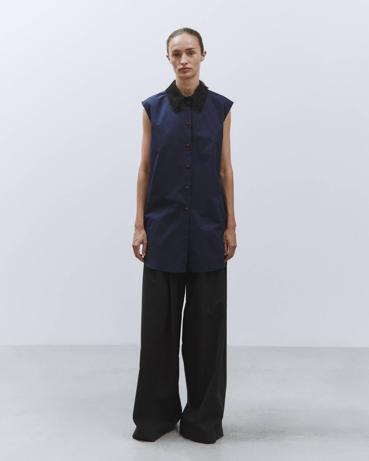 POPLIN SHIRT COLLAR FRINGES 