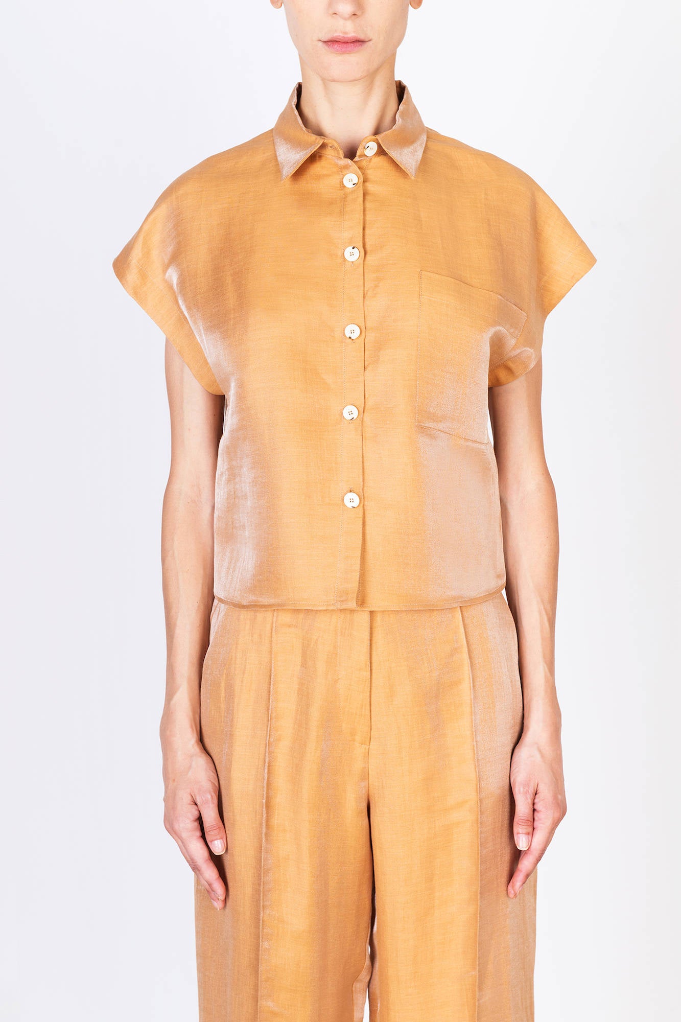 CAMICIA LINO CRISTALLO CROPPED