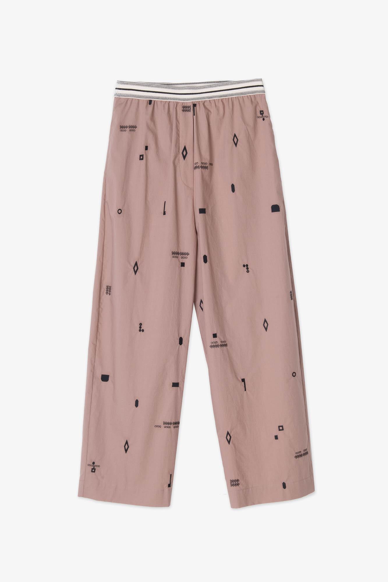 embroidered poplin chino trousers