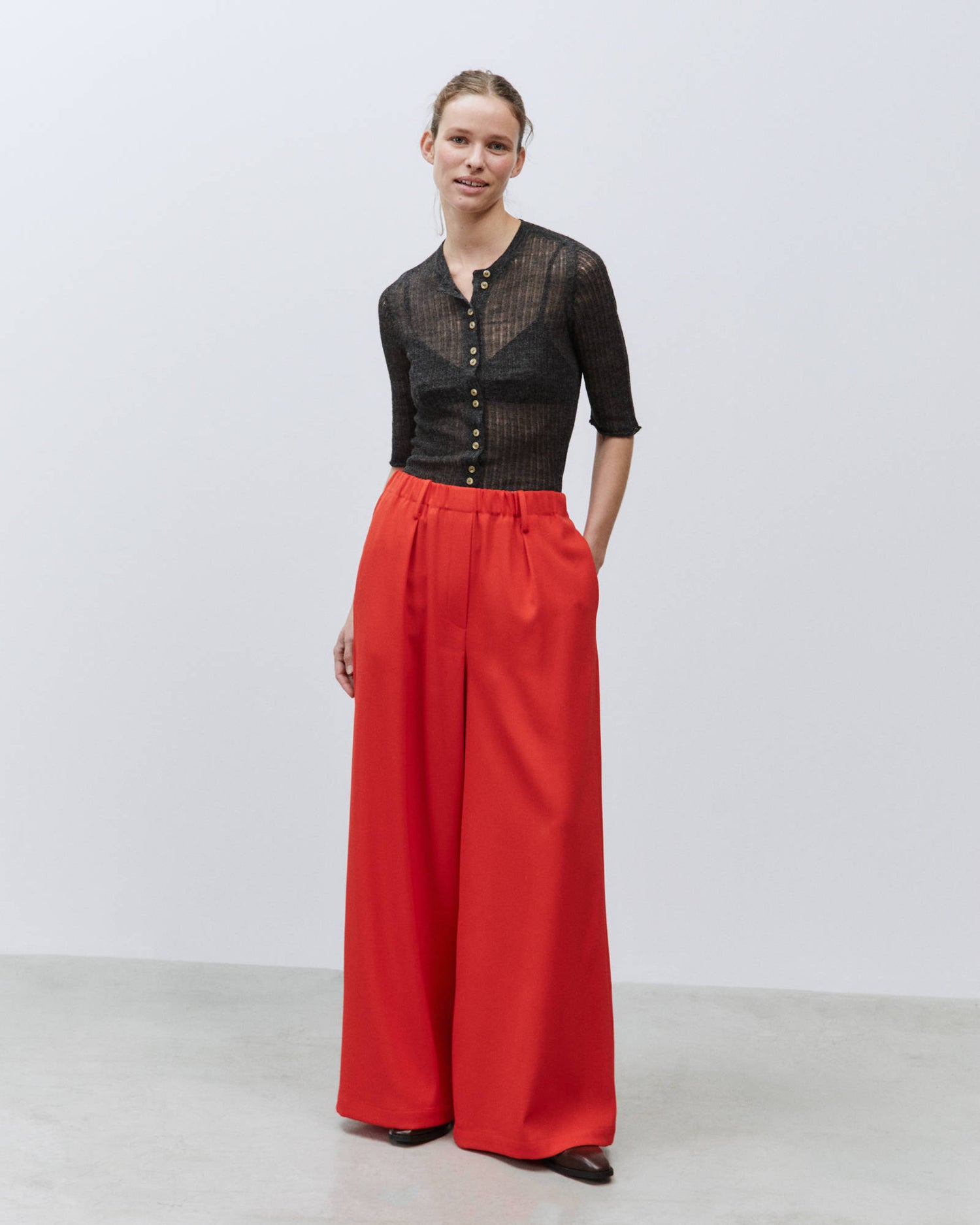 WIDE LEG PANTS WITH ELASTIC WAIST