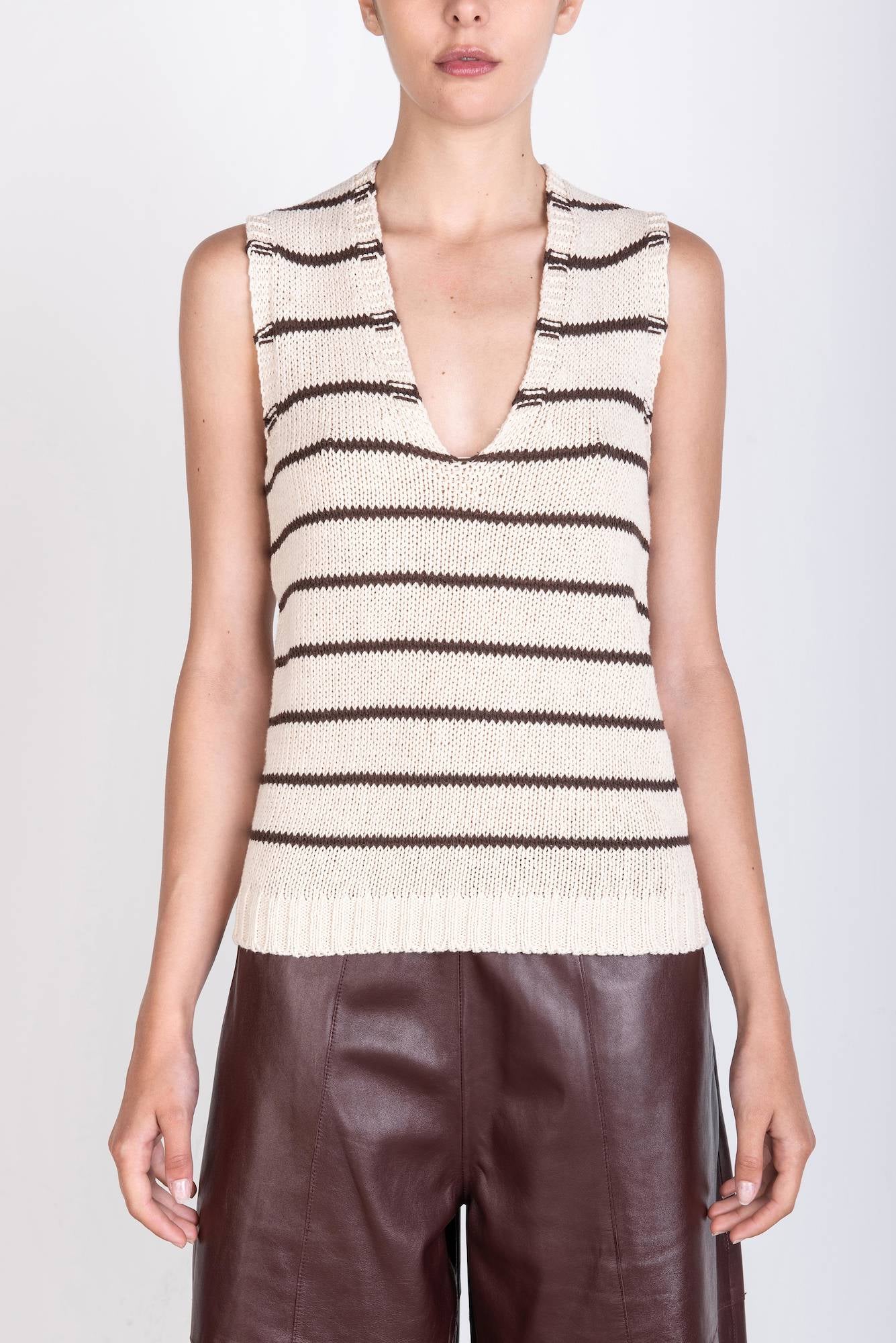 STRIPED KNITTED VEST