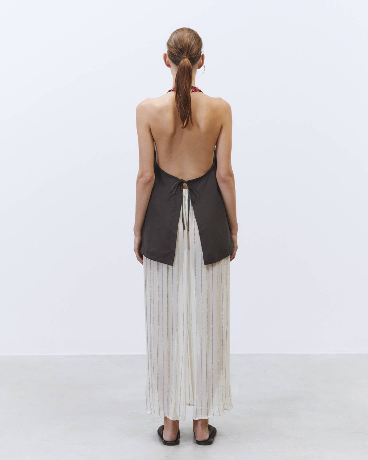 TOP SILK TWILL VEST Charcoal