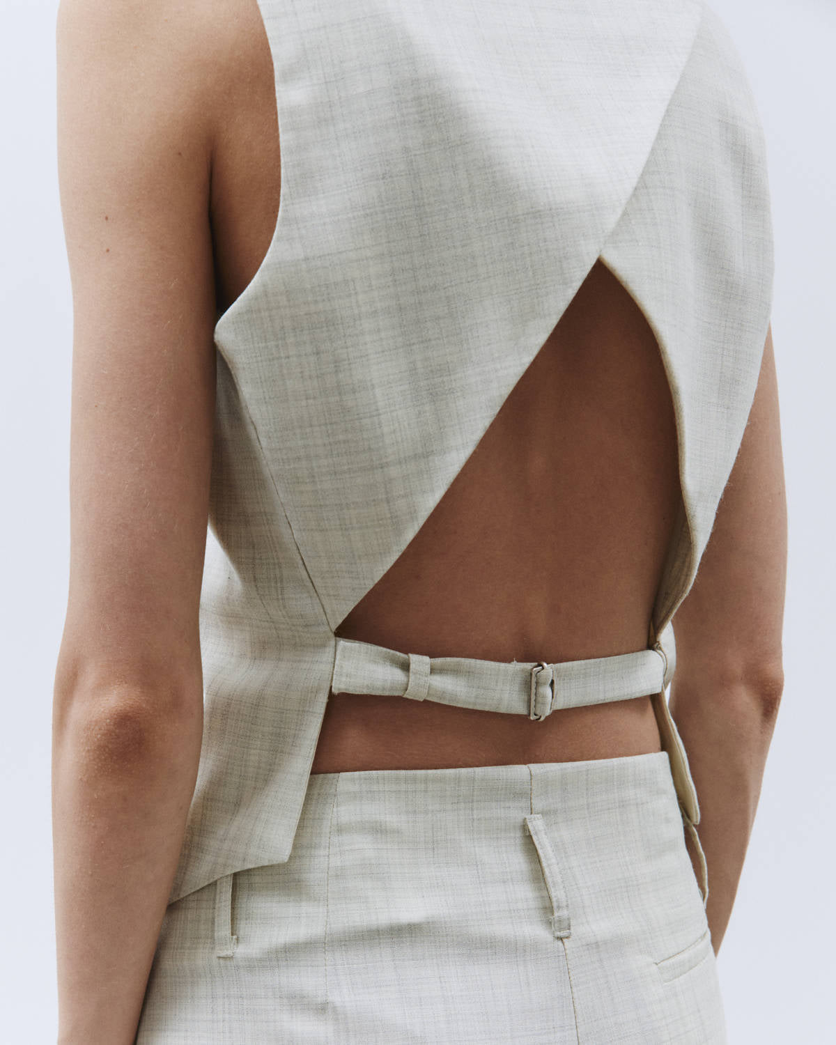 ASYMMETRIC BACK VEST VIRGIN WOOL Grey