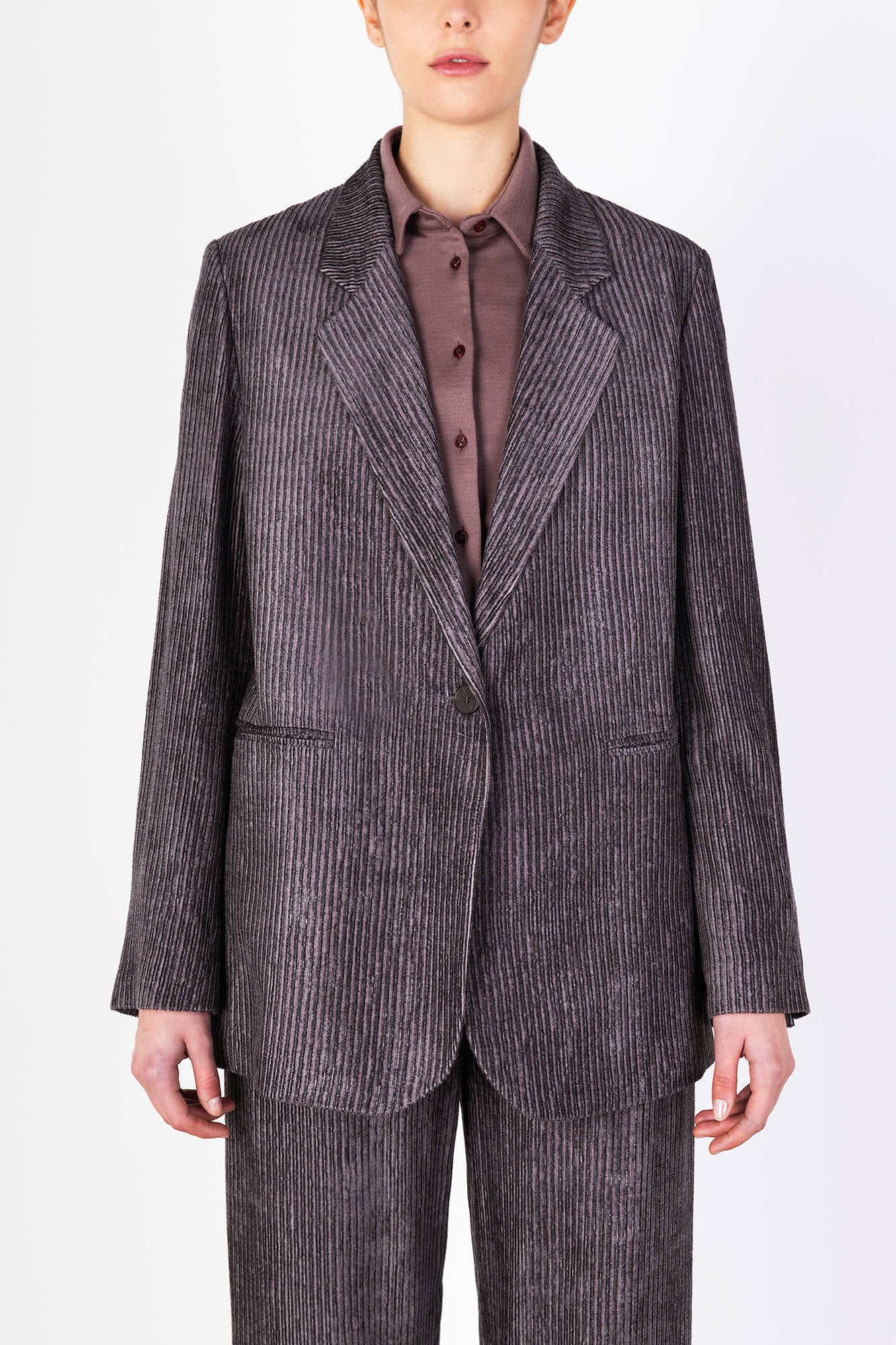 FLUID CORDUROY SINGLE BREASTED BLAZER