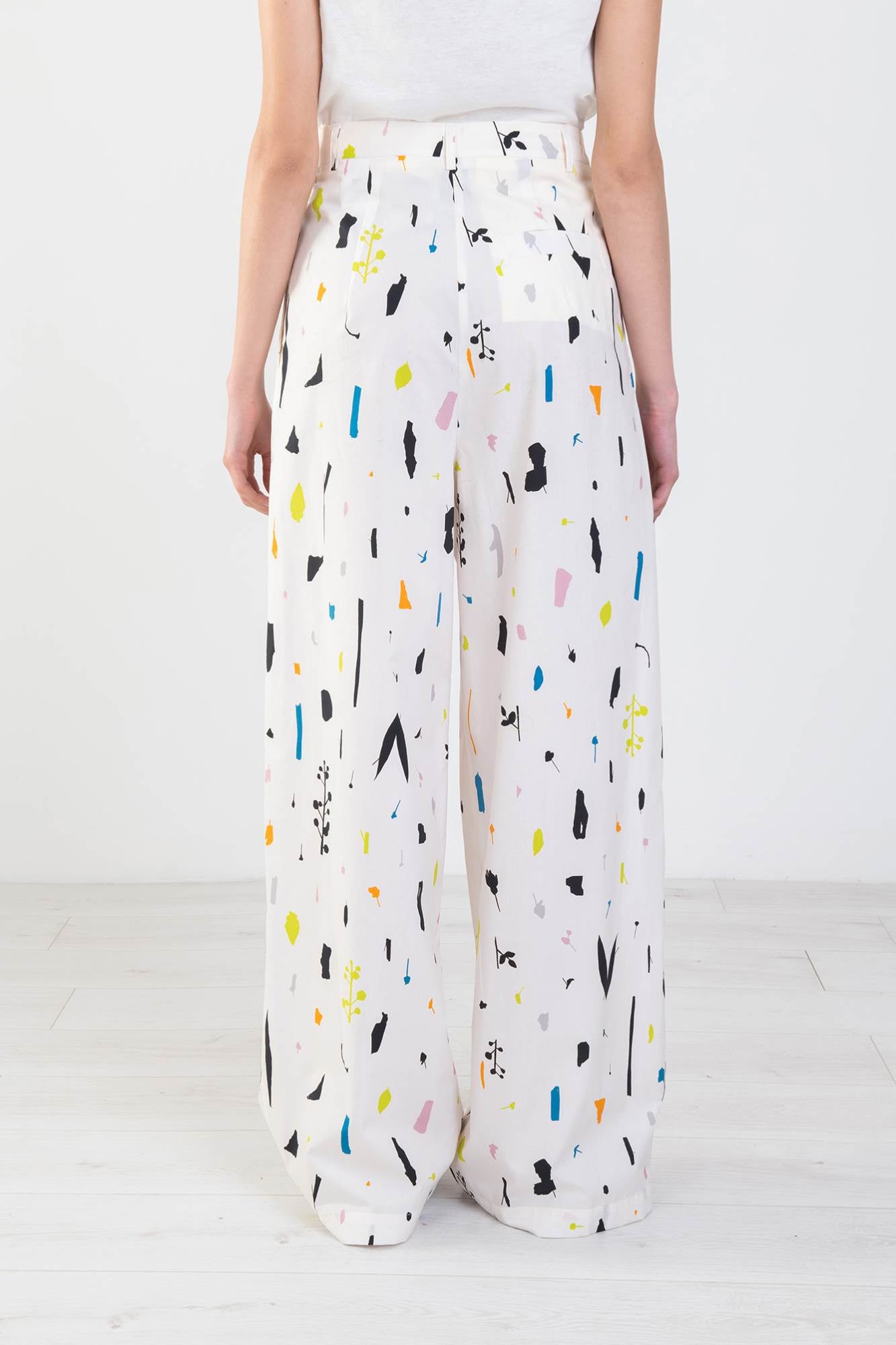 WIDE LEG TROUSERS WITH “PAPER” PRINT