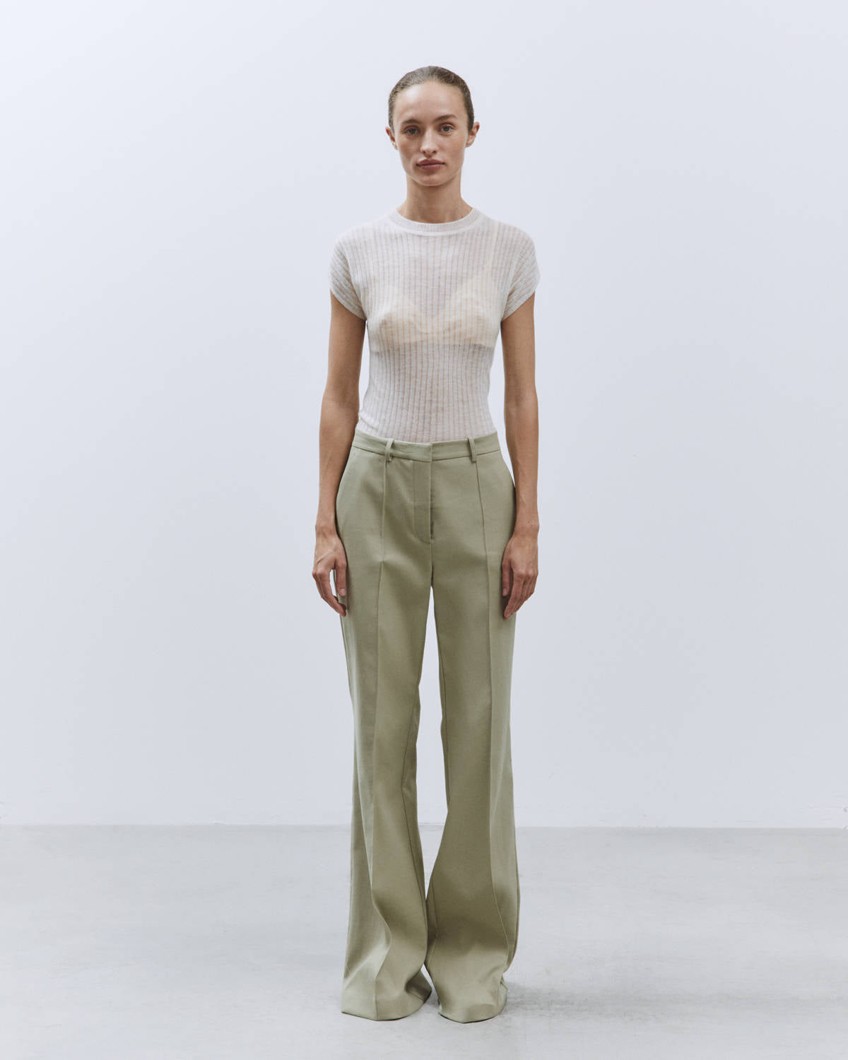 STRETCH FLARED LEG PANTS Sage