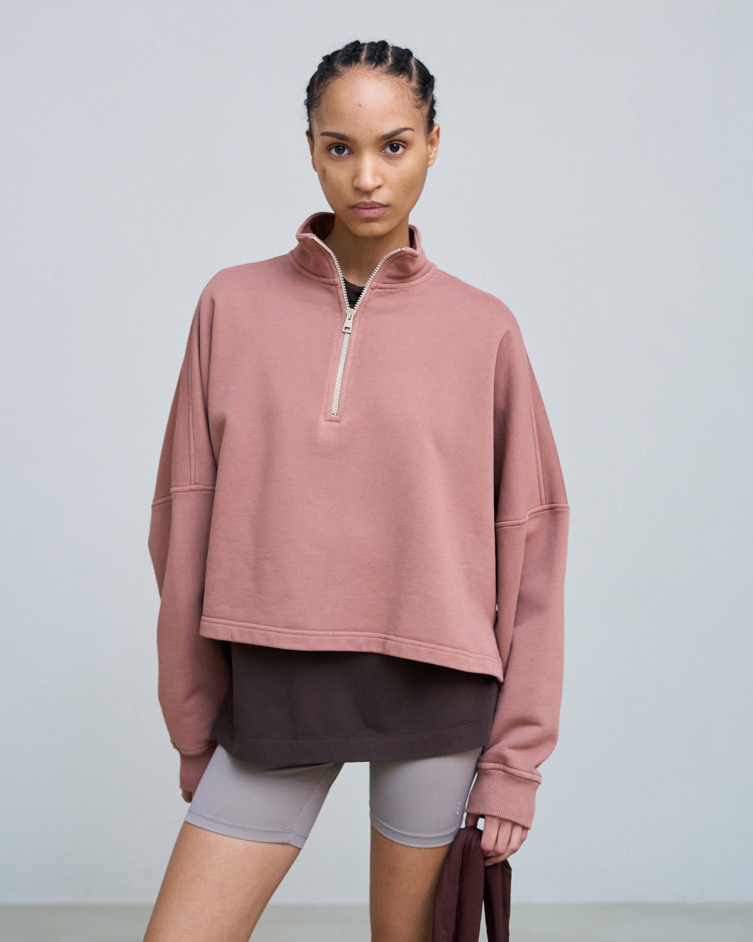 CROPPED SWEATSHIRT WITH EMBROIDERY Blush