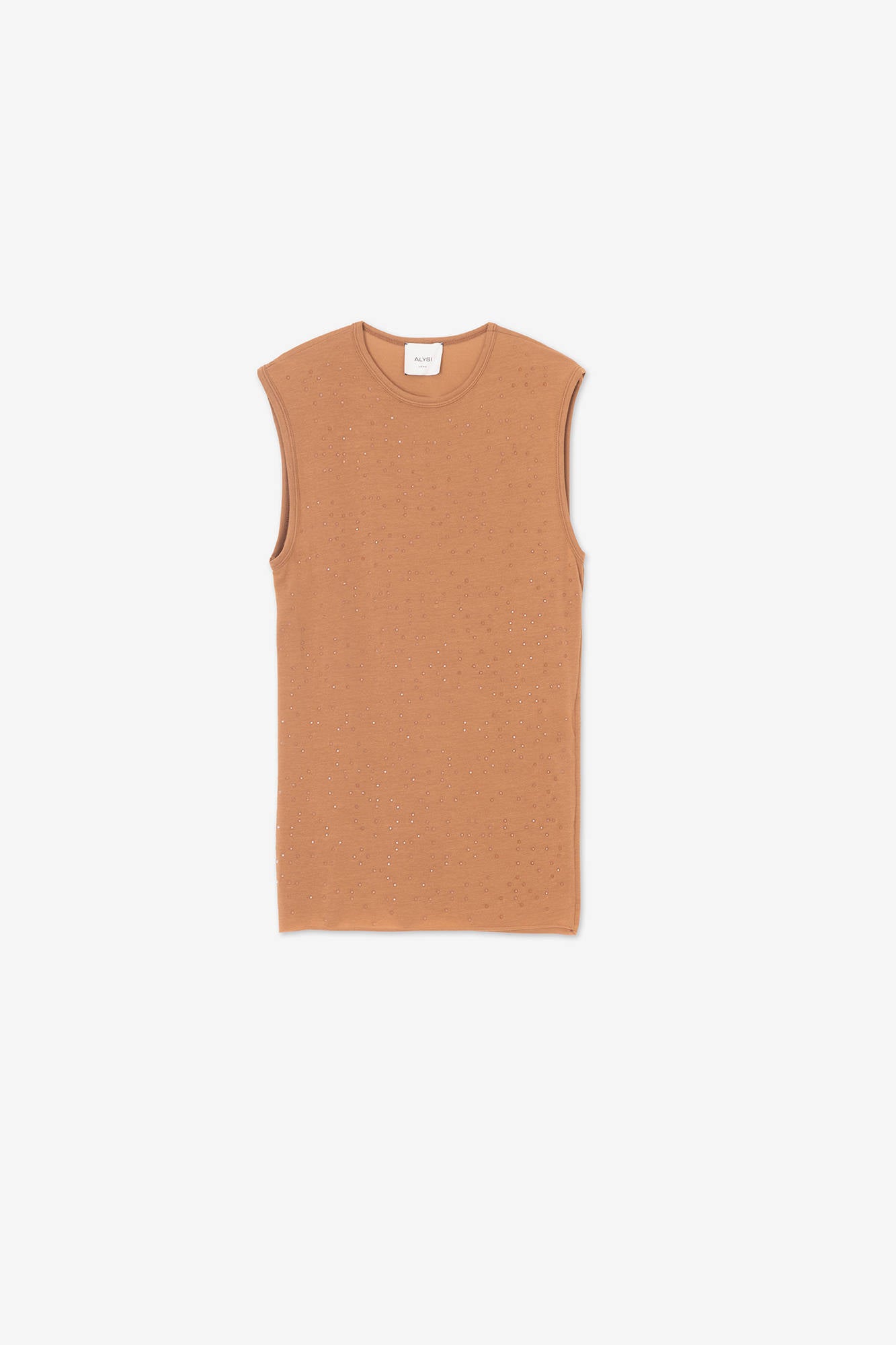CREPE LIGHT TANK TOP WITH WALNUT APPLIQUE