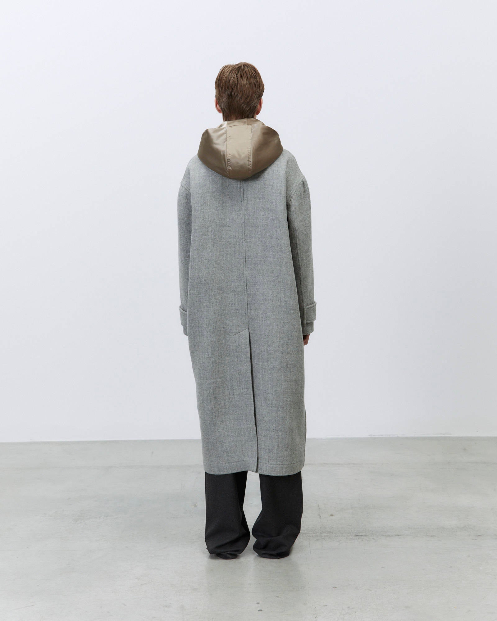 LONG WOOL COAT WITH HOOD